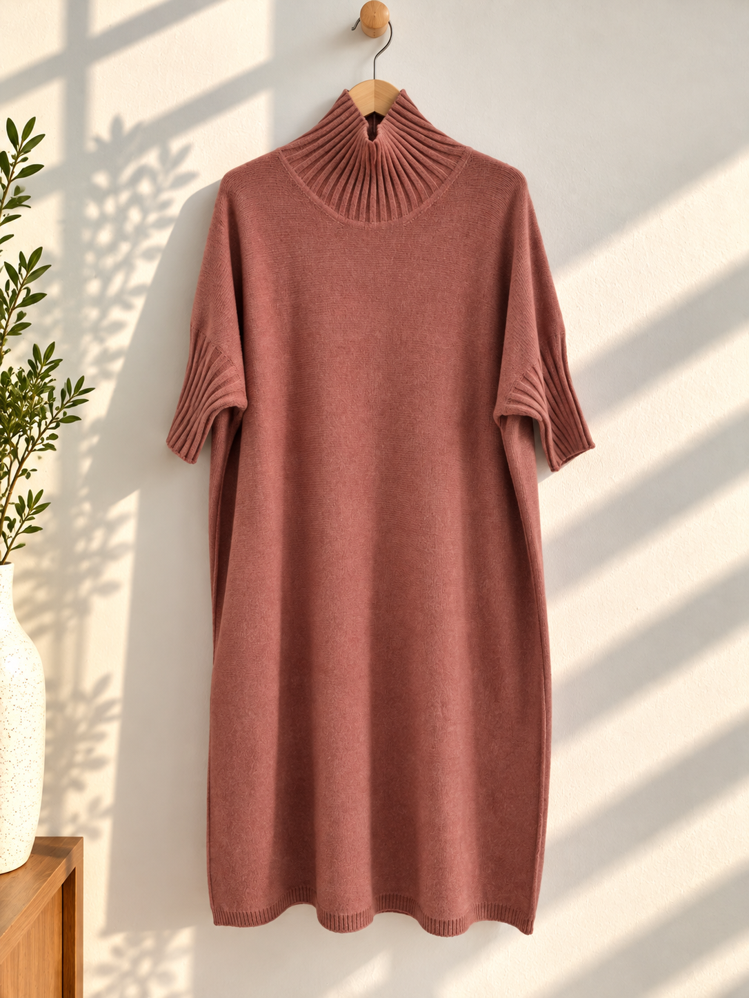 Strickkleid mit Stehkragen Uni SK0018 I Made in Italy 34-44