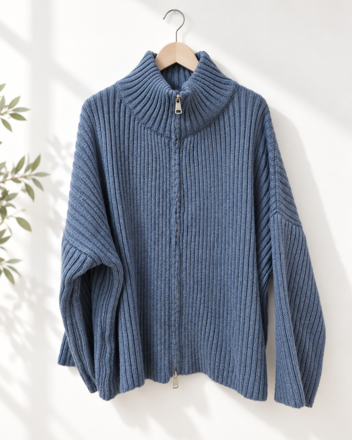 Uni Strickjacke mit Zwei-Wege-Zipper & breitem Rippkragen | SJ0103 | Made in Italy