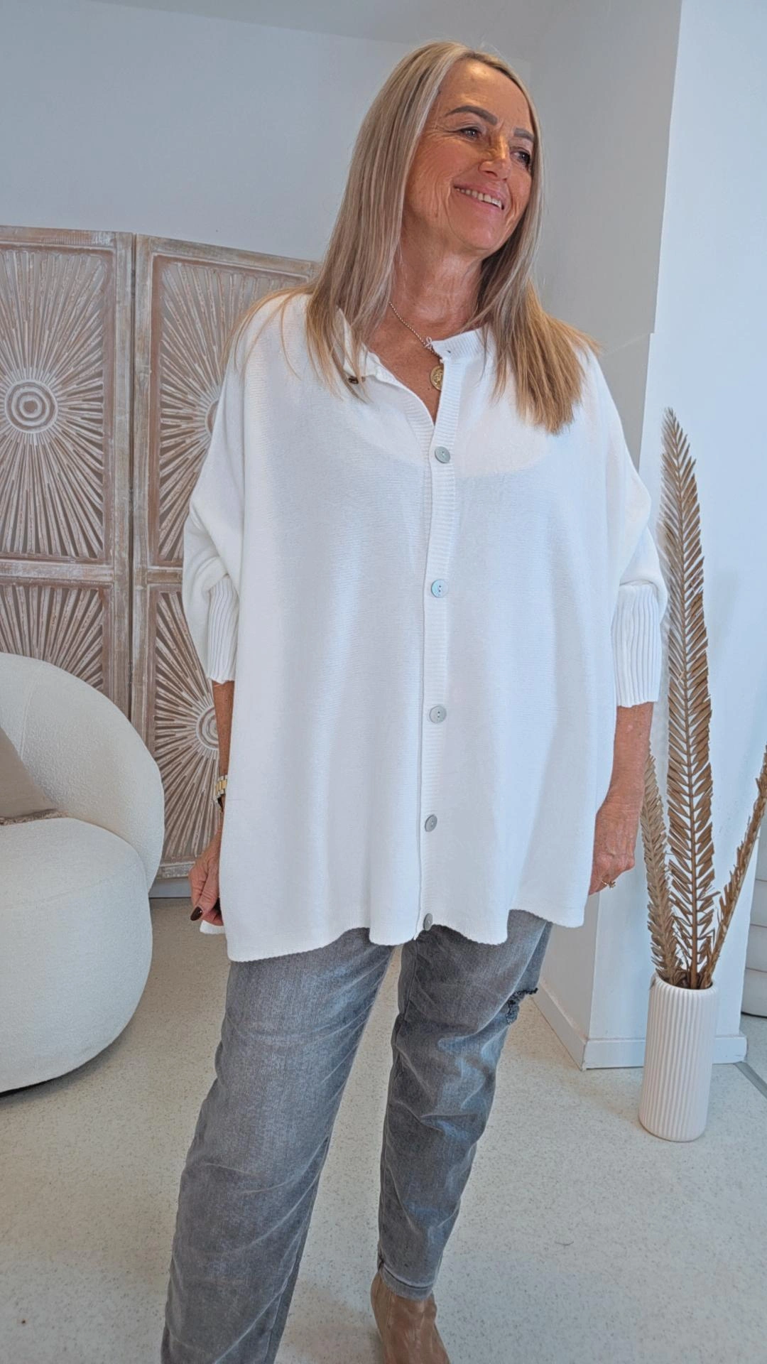 LÄSSIGER STRICK-CARDIGAN FRANZI UNI 34-48 Made in Italy