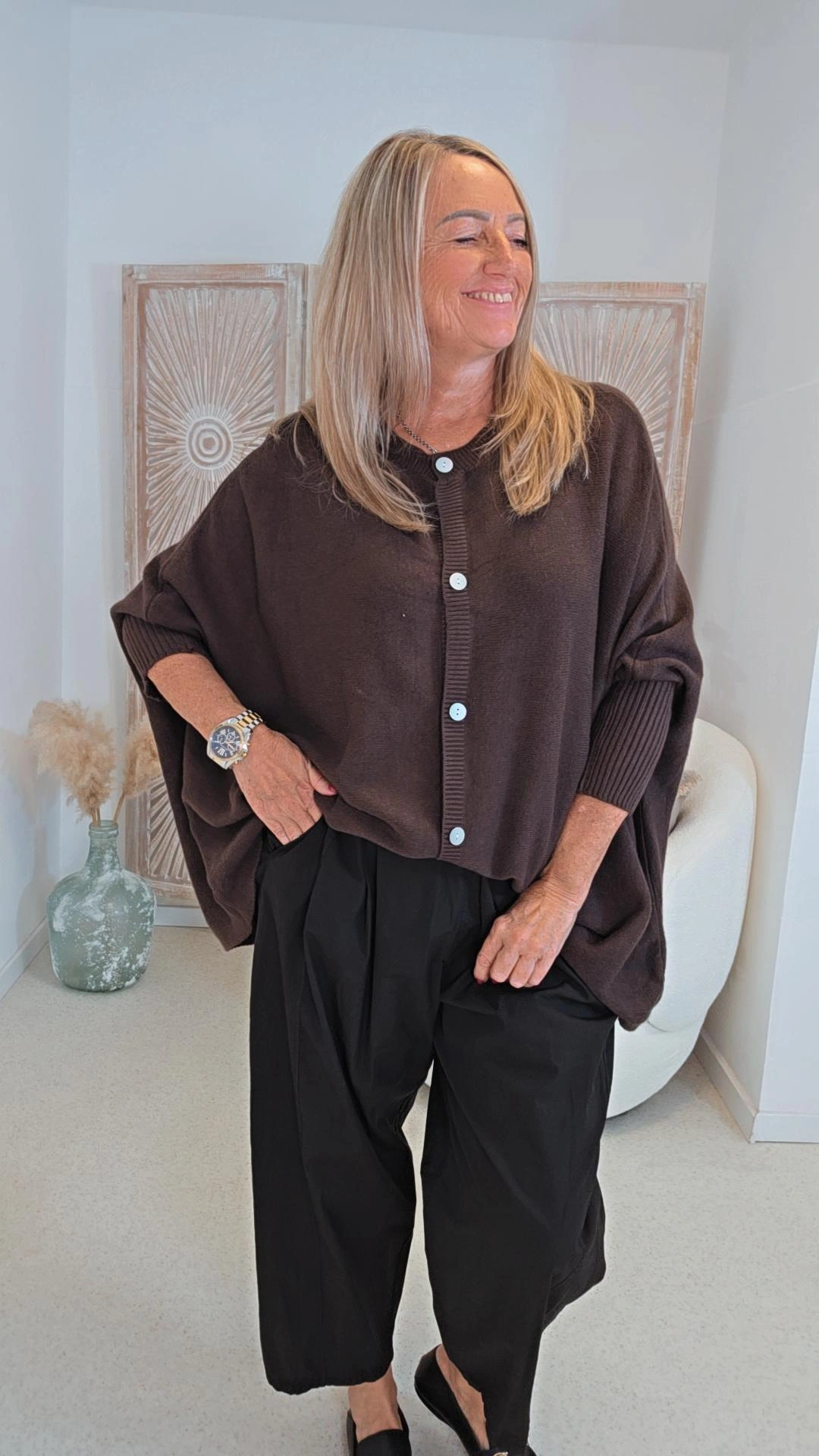 LÄSSIGER STRICK-CARDIGAN FRANZI UNI 34-48 Made in Italy