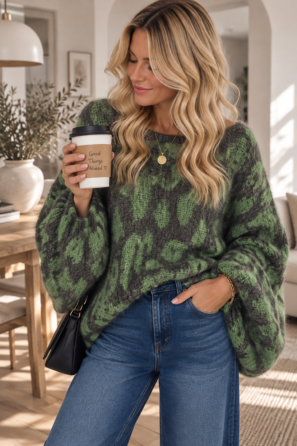 Strickpullover Leo-Look – Fledermaus-Style | Made in Italy | One Size bis ca. Gr. 44 | SP0086 Strick Pullover