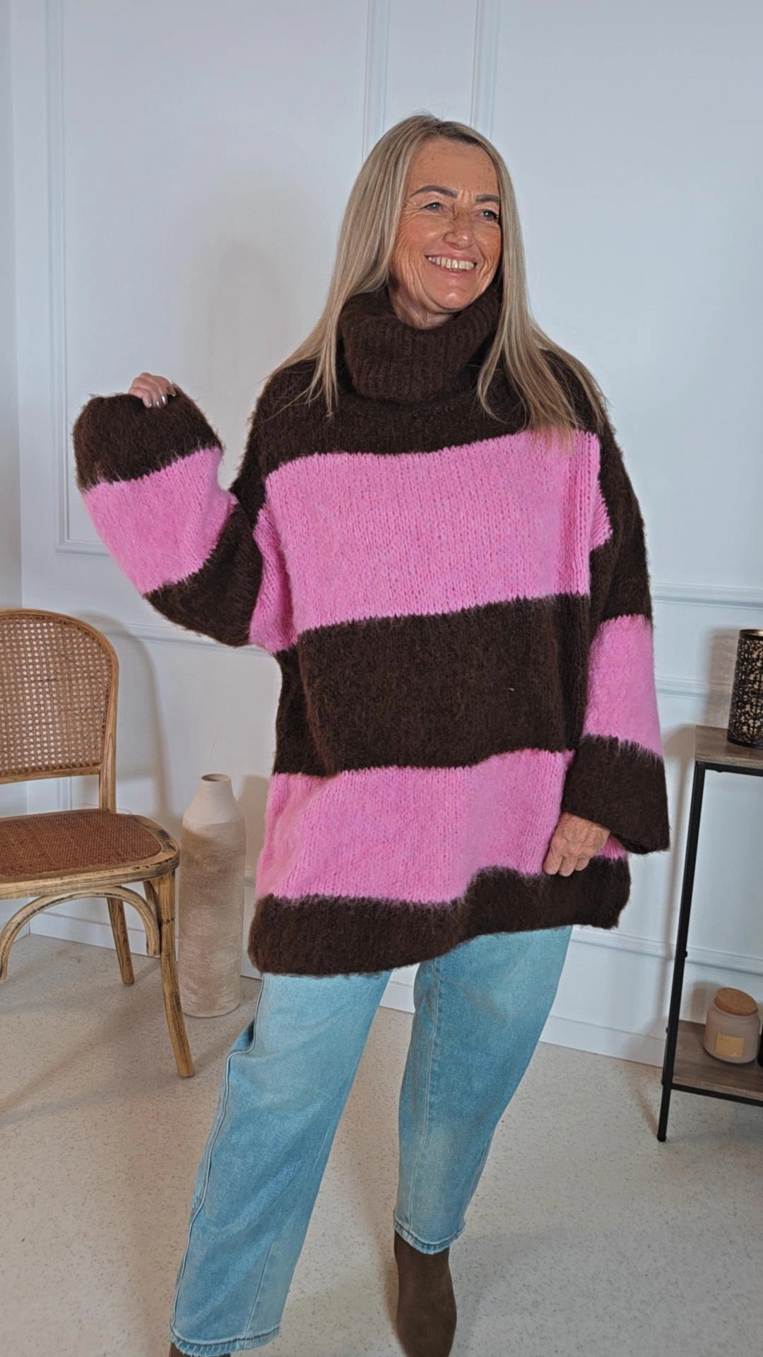 COZY STRIPES STRICKKLEID STRICKPULLOVER HELSINKI 34-44 Made in Italy