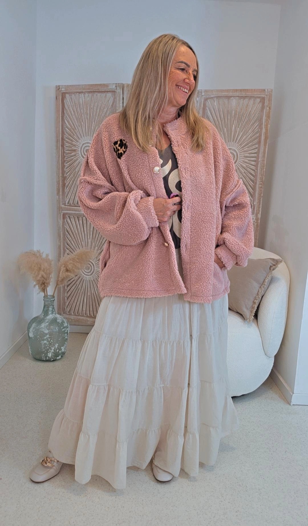 OVERSIZE TEDDY JACKE JANNIKA LEO HEART Made in Italy 36-44/46
