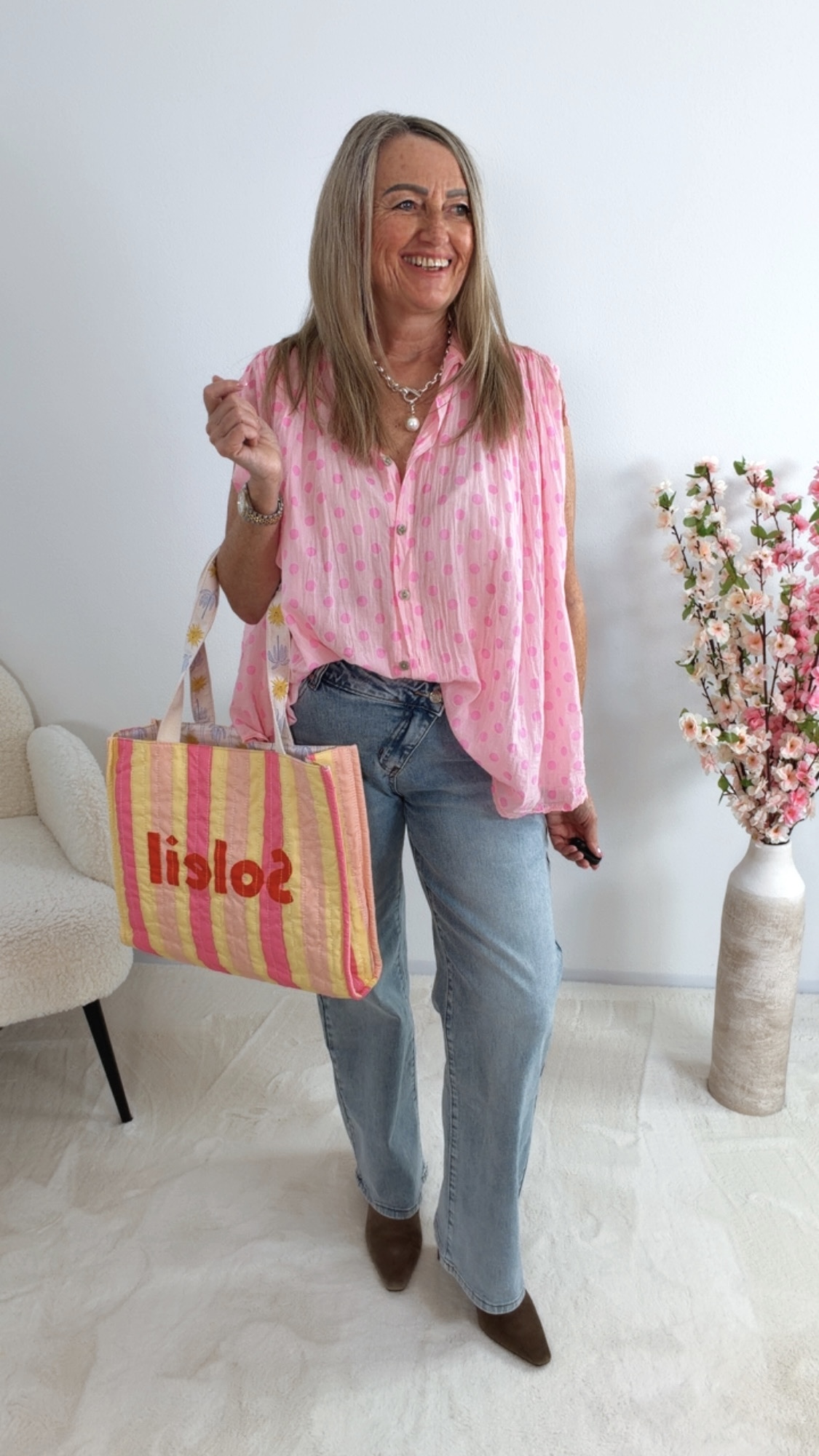 🍑✨ Bluse Pünktchen Zafirella Made in Itlay 34-42/44