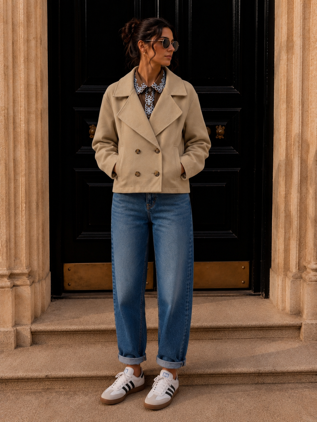 Jacke Veloursleder-Optik BEIGE I J0041 I Made in Italy 34-42