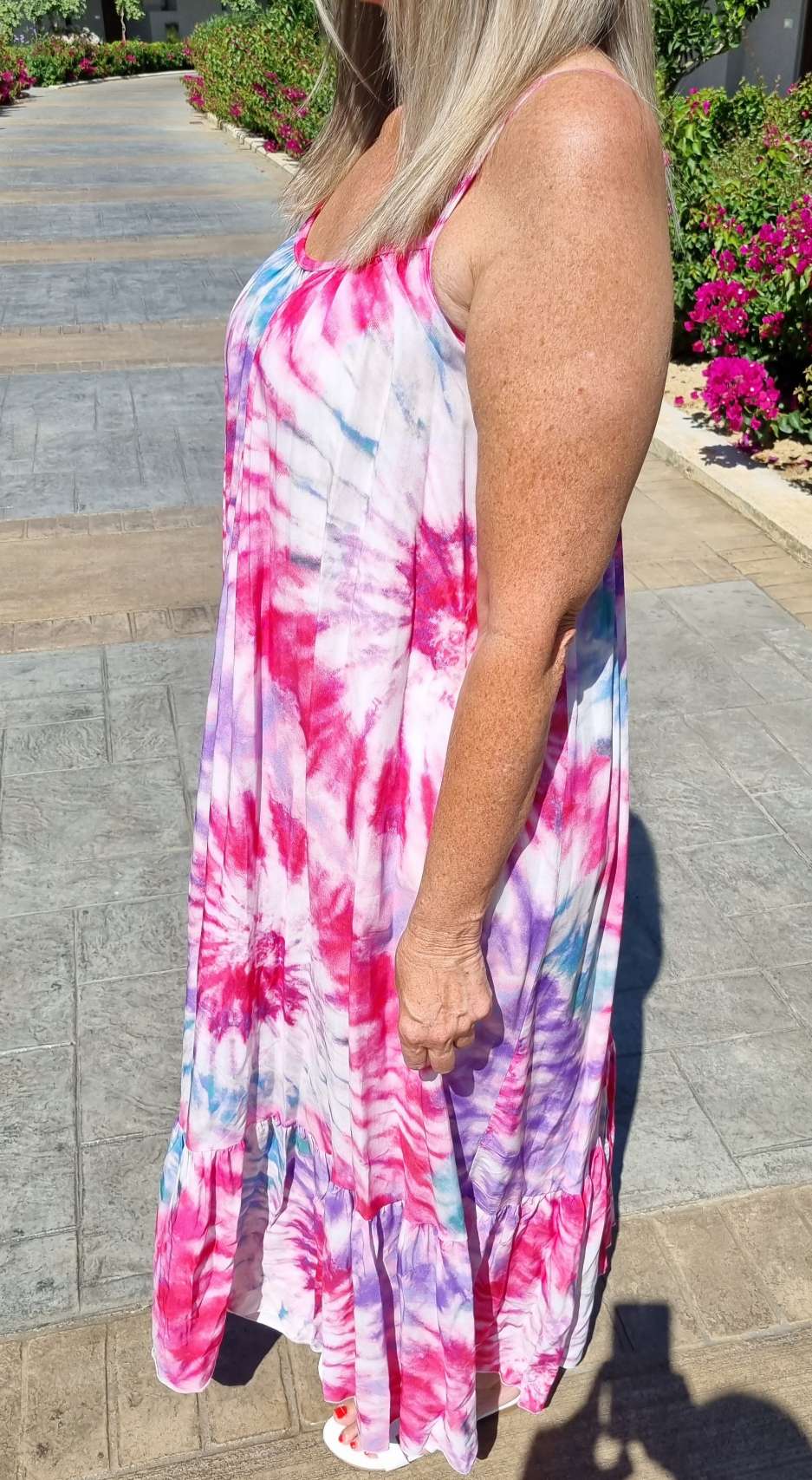 SPAGHETTI DRESS DALLAS PINK 34-42 Made in Italy Maxi Kleid Sommer Strandkleid Abendkleid BATIK Tie Dye SPAGHETTI DRESS DALLAS PINK 34-42 Made in Italy Maxi Kleid Sommer Strandkleid Abendkleid BATIK Tie Dye
