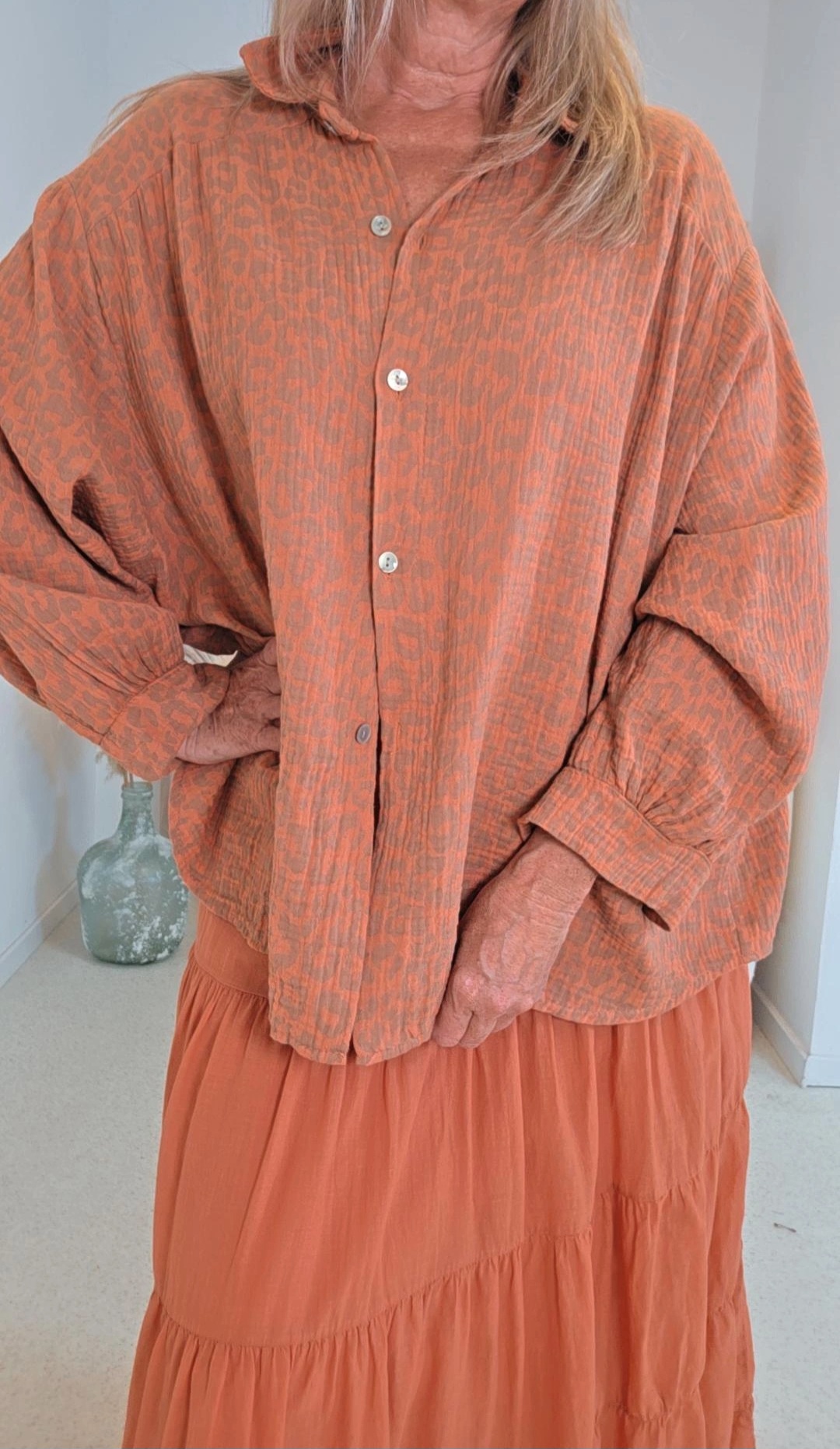 MUSSELIN BLUSE MEGAN LEO KURZ Made in Italy 34-44