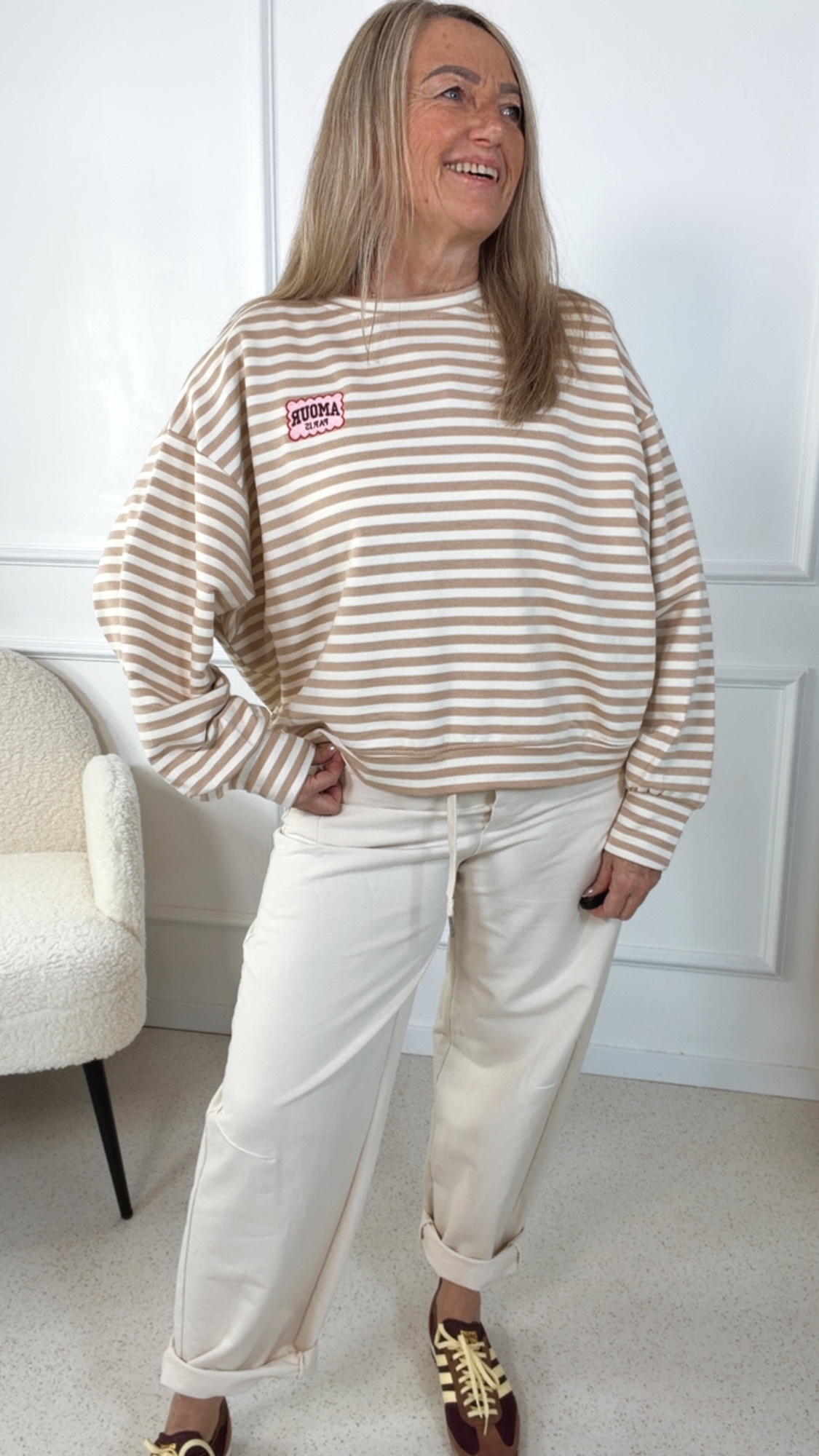 BASIC SWEATER CHRISTIN Stripes Amour Paris 36 - 42 Made in Italy Shirt