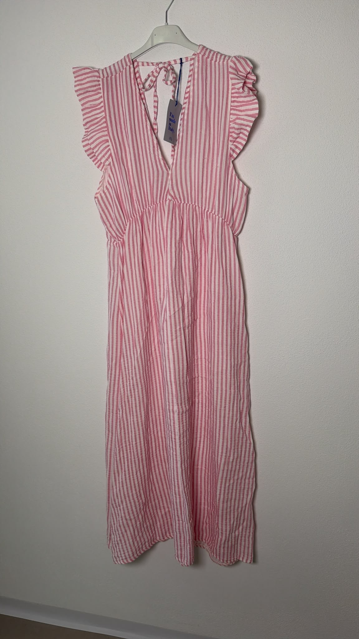 MUSSELIN KLEID ZOE STRIPES 34 - 42 Made in Italy ärmellos Rüsche