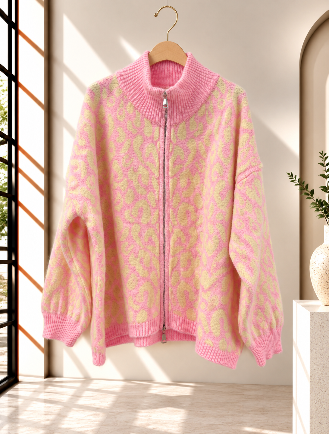 Cardigan-Leo mit Zwei-Wege-Reißverschluss I SJ0071 I Made in Italy 34-42/44 Strickjacke