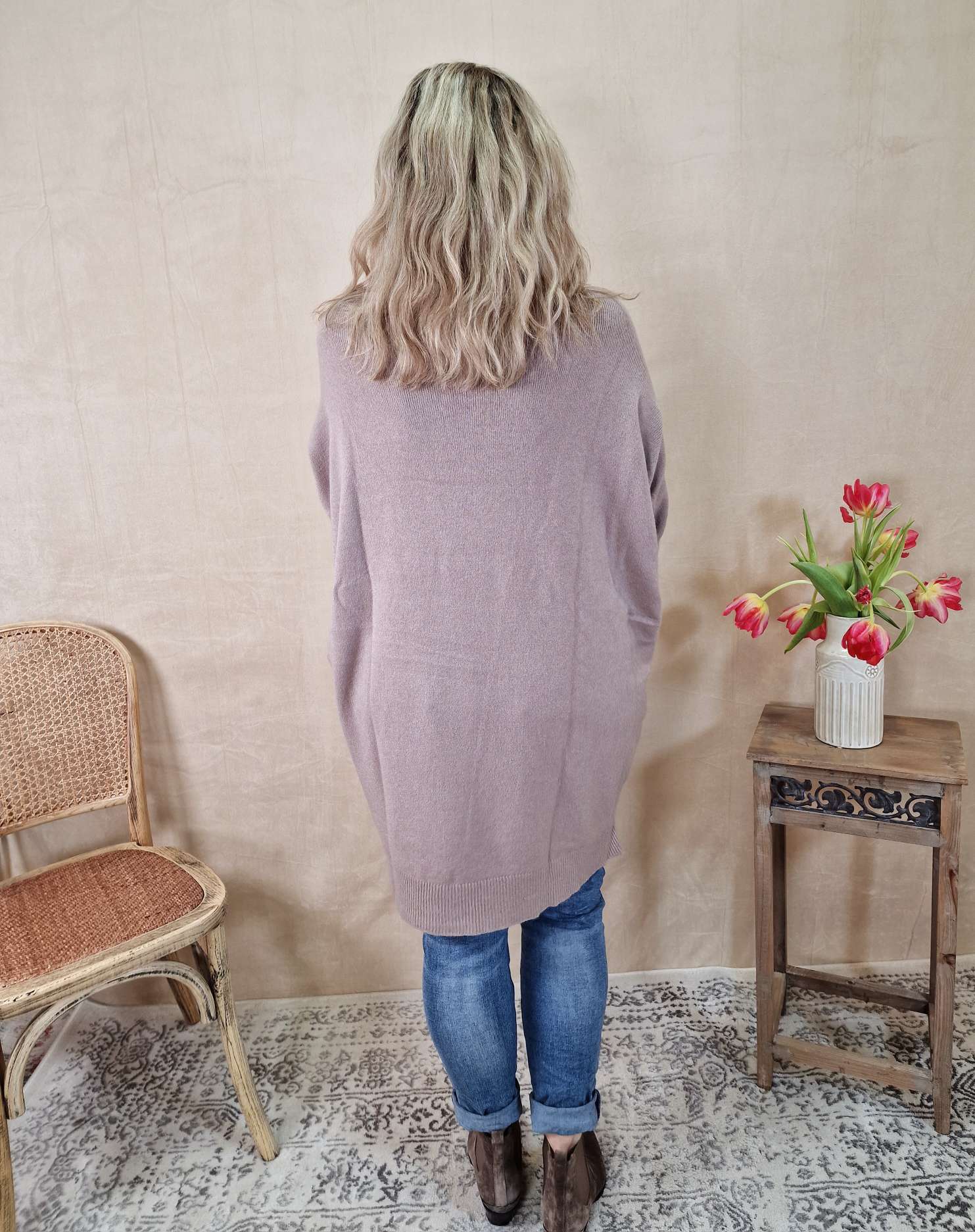 LIGHT KNIT DRESS EMILIA TAUPE 34-42 Made in Italy Strick Kleid Long Pullover LIGHT KNIT DRESS EMILIA TAUPE 34-42 Made in Italy Strick Kleid Long Pullover