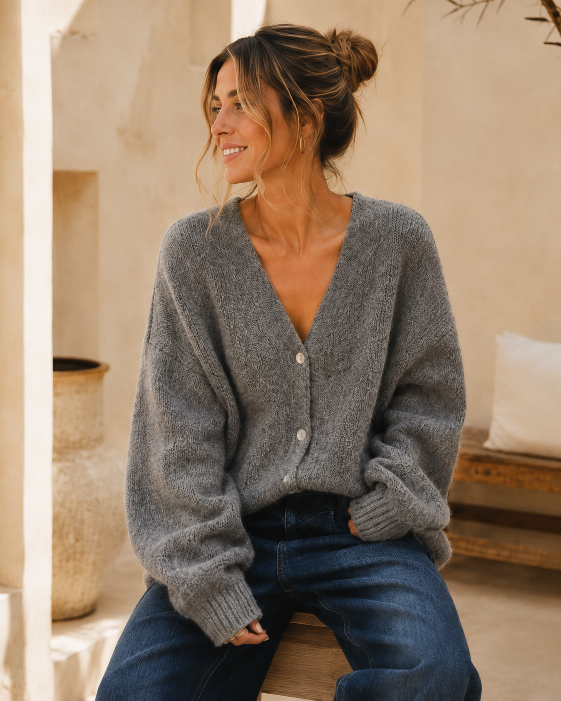 Agnetha – Oversize Alpaka Strickjacke | Made in Italya Cardigan  34-44