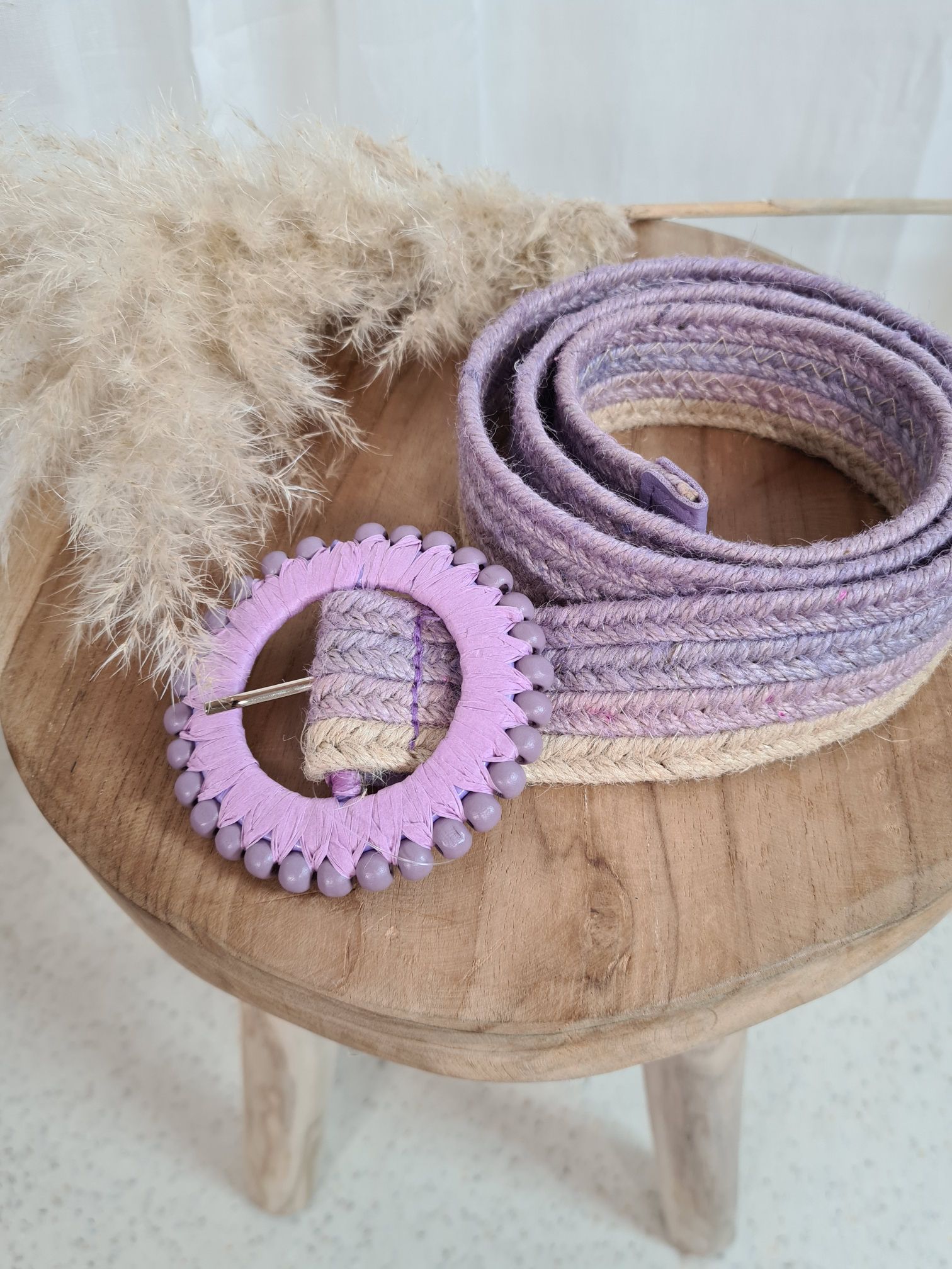 LINEN BELT IZUMI FLIEDER Italy Style Leinen Damen Hüftgürtel Taillen Gürtel
