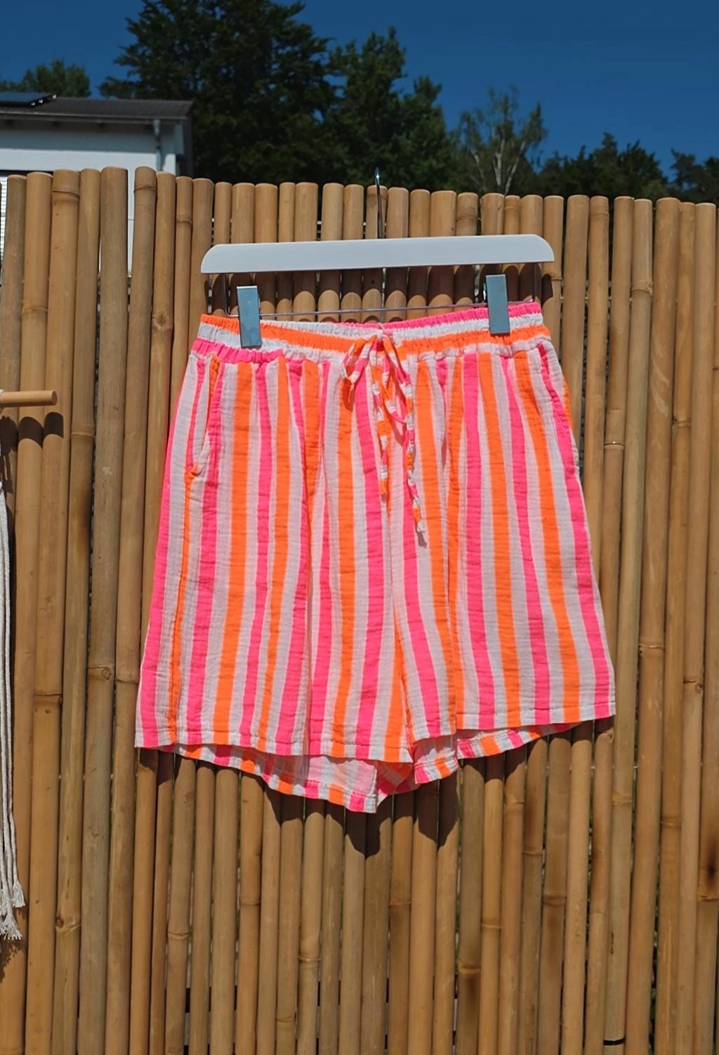 BASIC MUSSELIN STREIFEN SHORTS GINA 34 - 42 Made in Italy BOHO BEACH