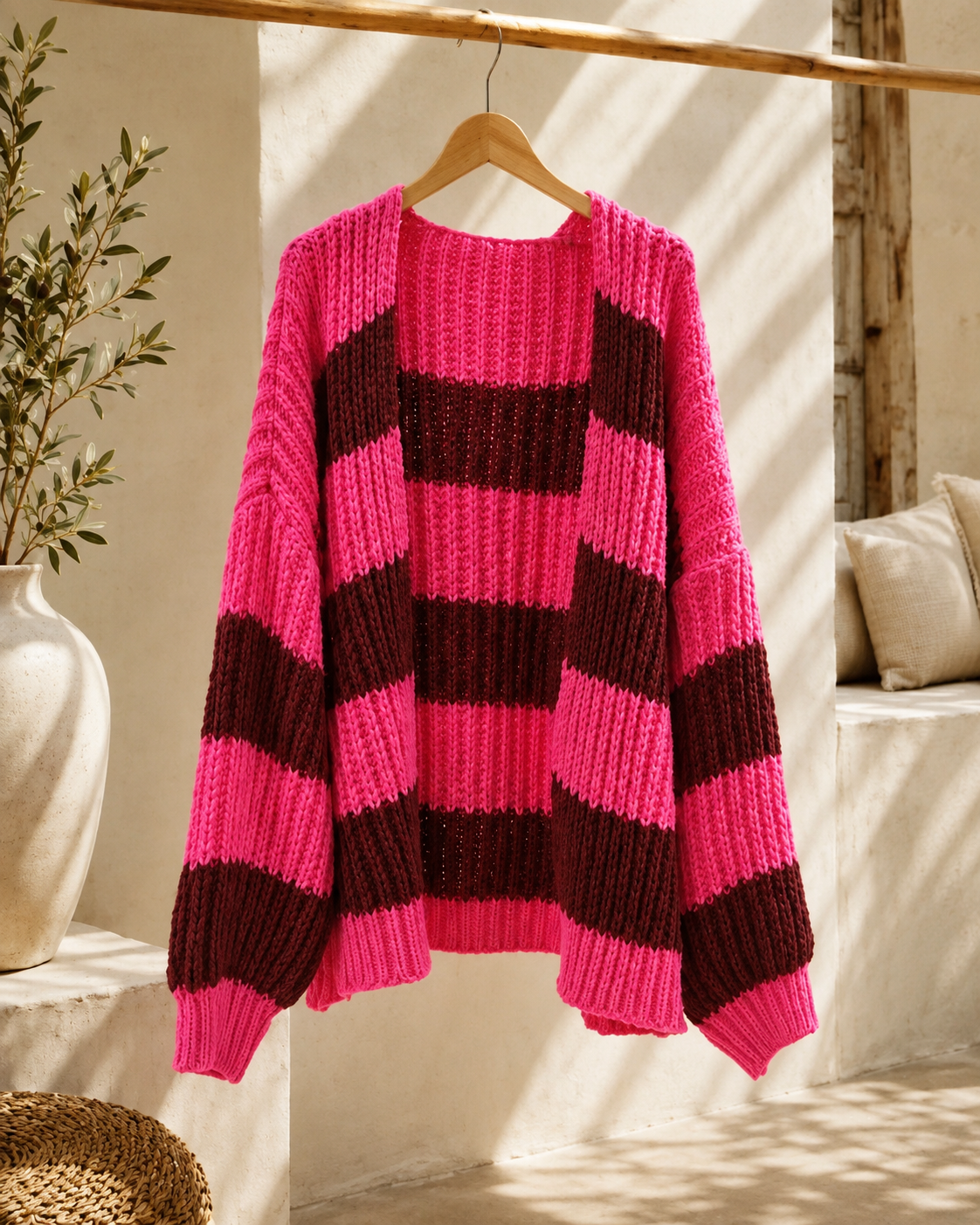 Strickjacke Blockstreifen NO. SJ0015 I weich & lässig I Strickjacke I Made in Italy I 34-42/44