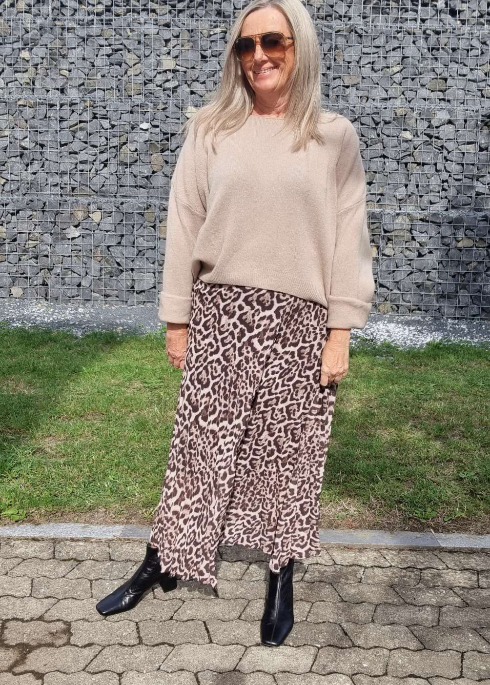 PLISSEE SKIRT SARABI LEO CREME Midi Rock Made in Italy 34-40 PLISSEE SKIRT SARABI LEO CREME Midi Rock Made in Italy 34-40