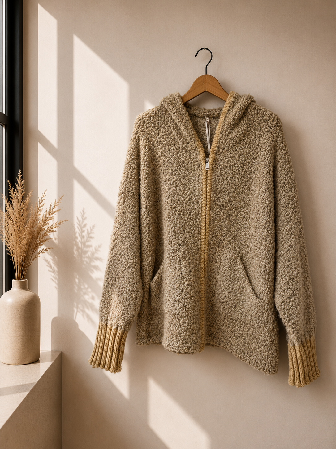 Kapuzen-Cardigan Boucle I SJ0025 I Made in Italy 34-40/42 Strickjacke