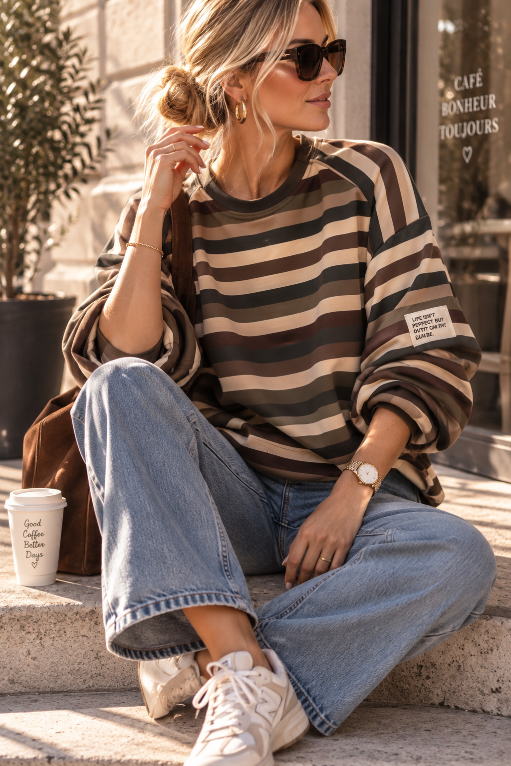 Sweatshirt „Ottavia“ – Streifen-Look | Made in Italy | passend bis ca. Gr. 42/44