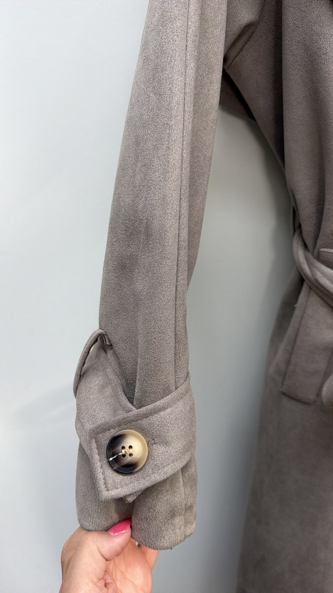 Tansania – Trenchcoat Mantel in Velourleder-Optik mit Leo-Futter | Made in Italy
