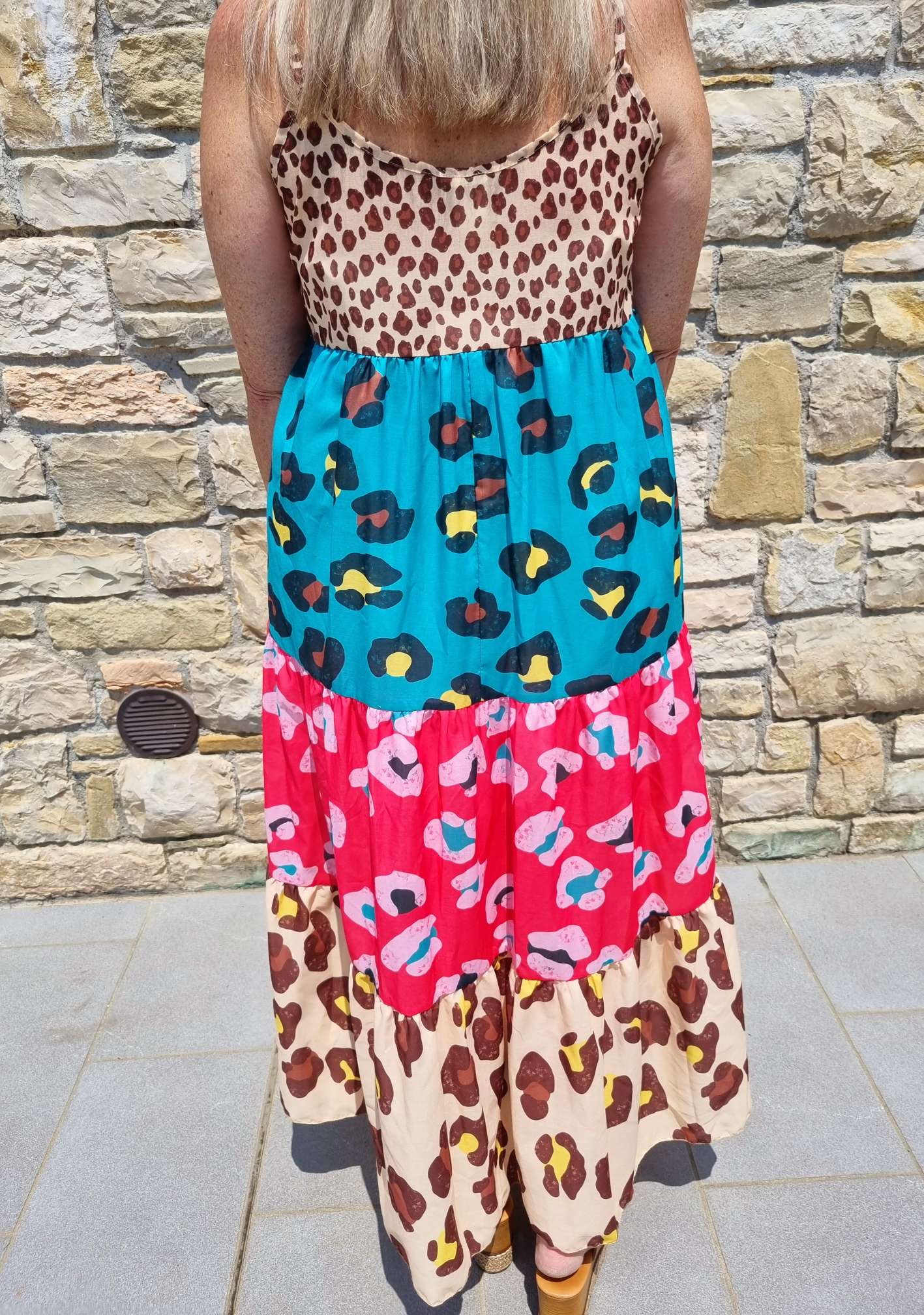 SPAGHETTI DRESS CHIETA LEO 36-42 Made in Italy Maxi Kleid Sommer Strandkleid Leopard BEIGE TÜRKIS PINK SPAGHETTI DRESS CHIETA LEO 36-42 Made in Italy Maxi Kleid Sommer Strandkleid Leopard BEIGE TÜRKIS PINK
