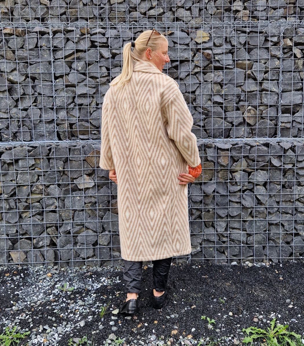 WOLL MANTEL MERLE STRIPES BRAUN 36-42 Made in Italy Winter Jacke Fleece Mantel COAT WOLL MANTEL MERLE STRIPES BRAUN 36-42 Made in Italy Winter Jacke Fleece Mantel COAT