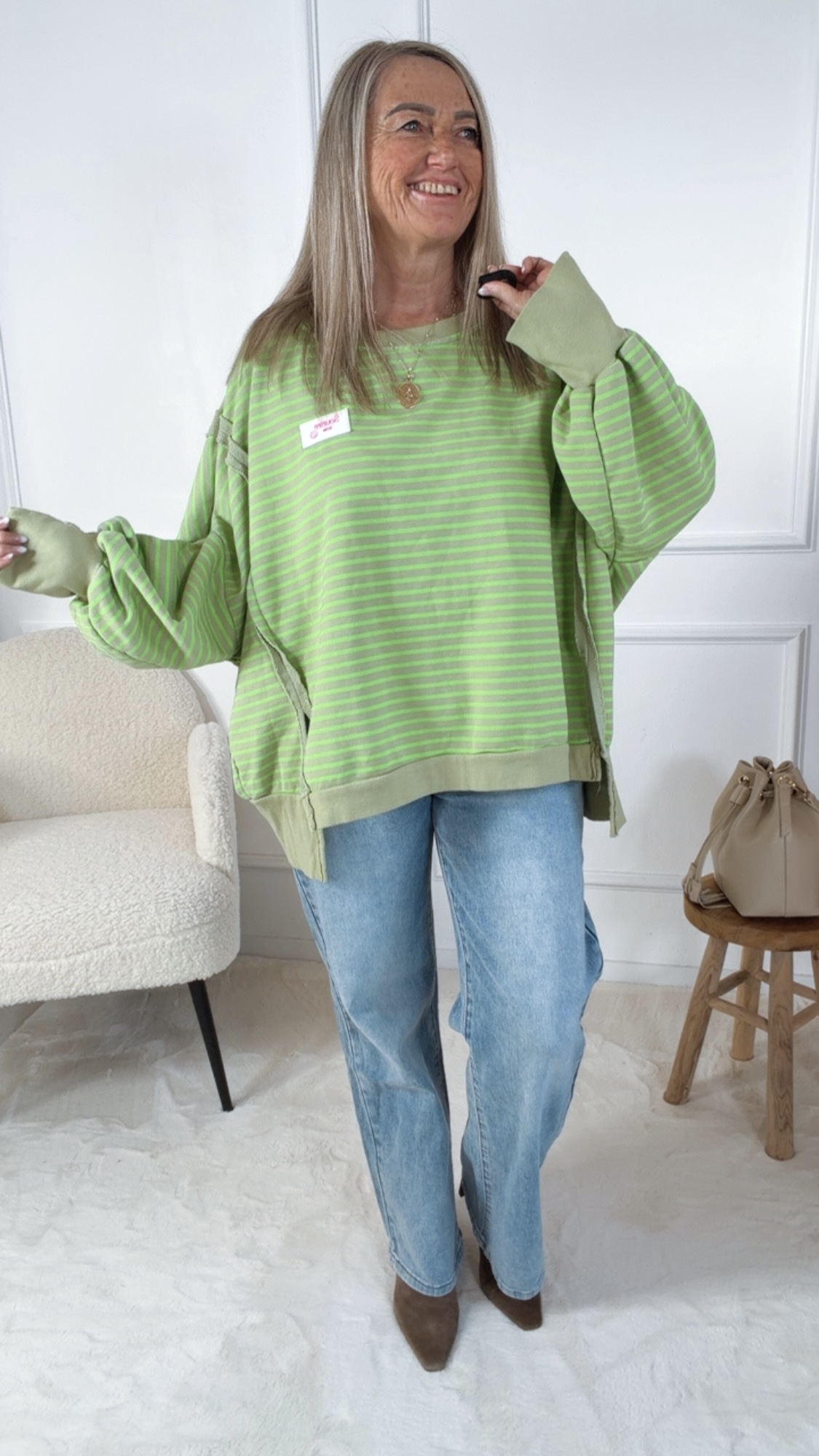 OVERSIZE SWEATER SOURIRE STRIPES Made in Italy 36 - 46/48