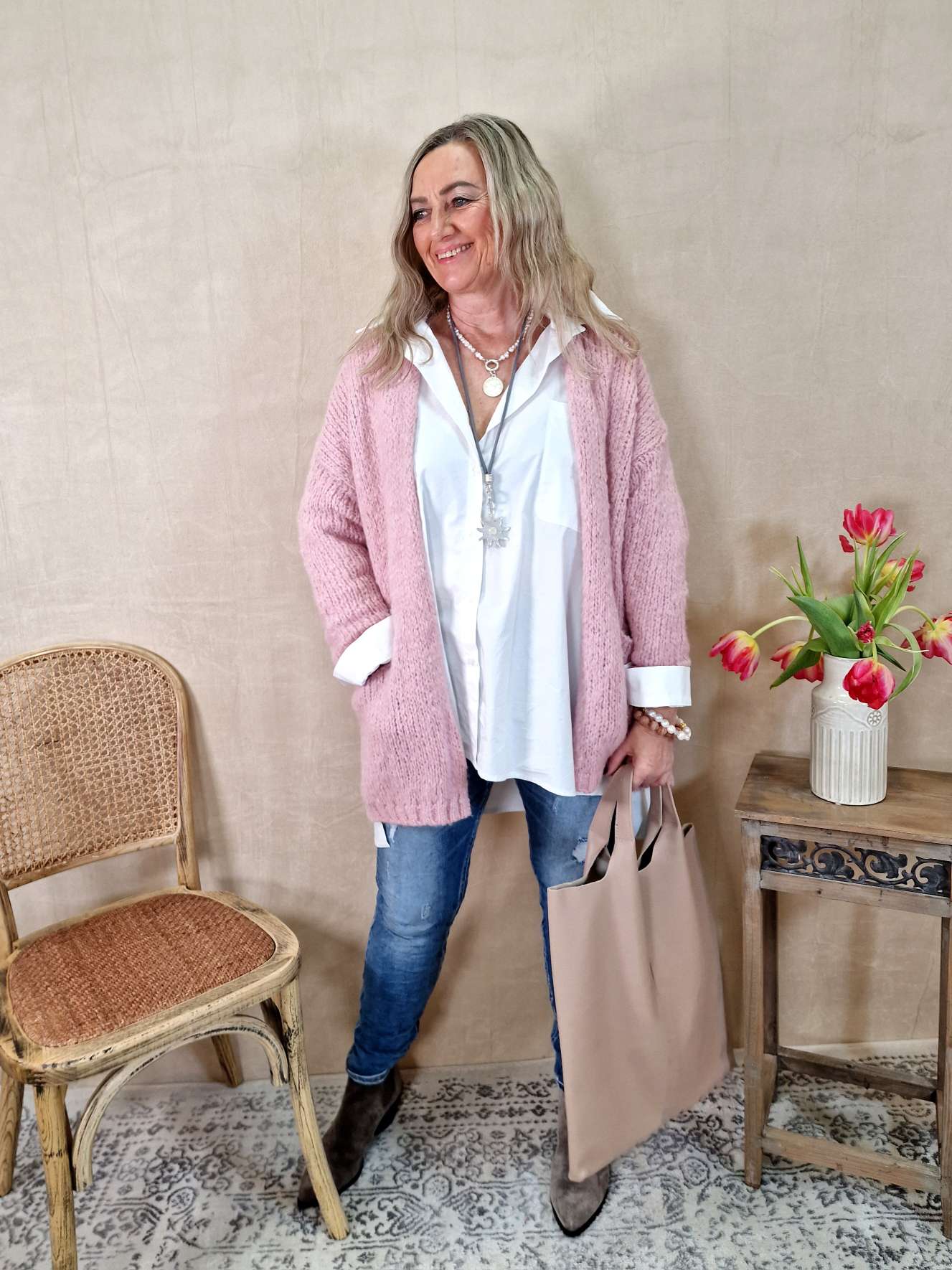 OVERSIZE BLUSE KARINA WEISS 34-42/44 Made in Italy Longbluse Kleid Damen Basic OVERSIZE BLUSE KARINA WEISS 34-42/44 Made in Italy Longbluse Kleid Damen Basic
