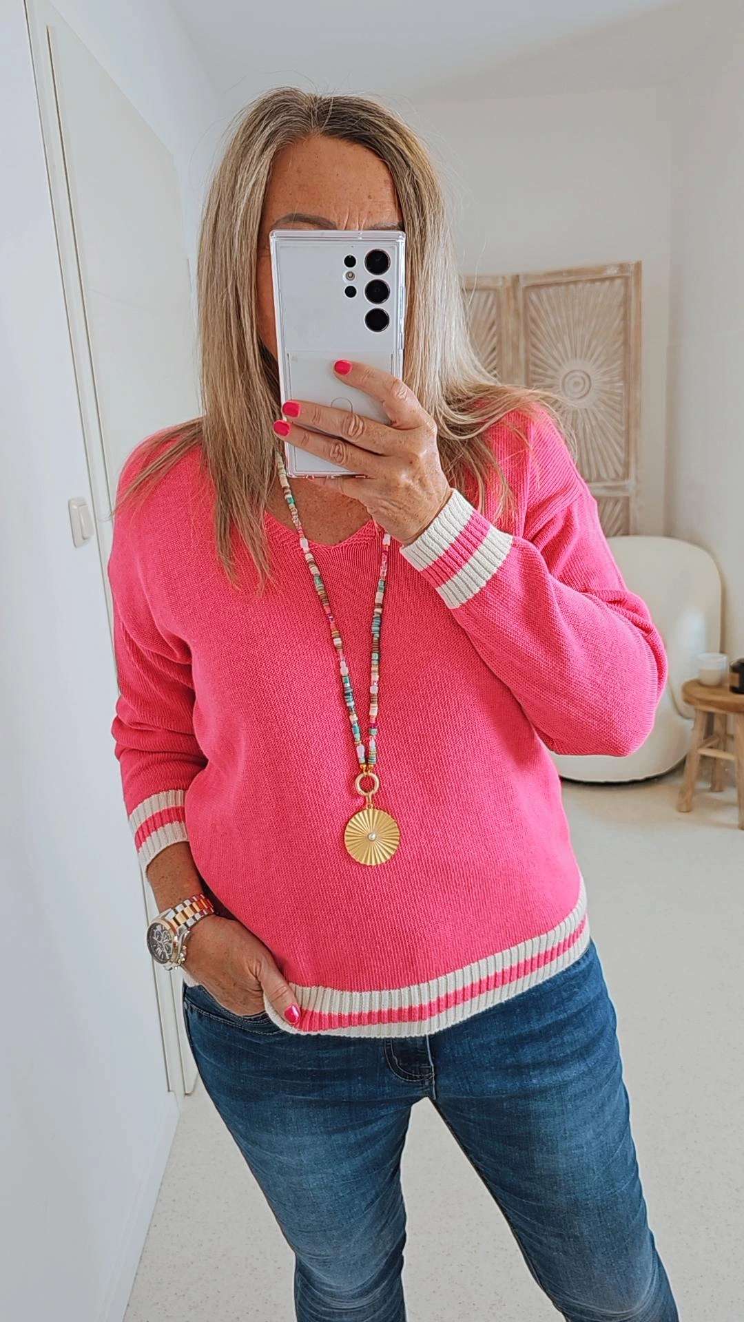 LIGHT KNIT SWEATER CAROLA 34-40/42 Made in Italy Basic Langarm Pullover Shirt
