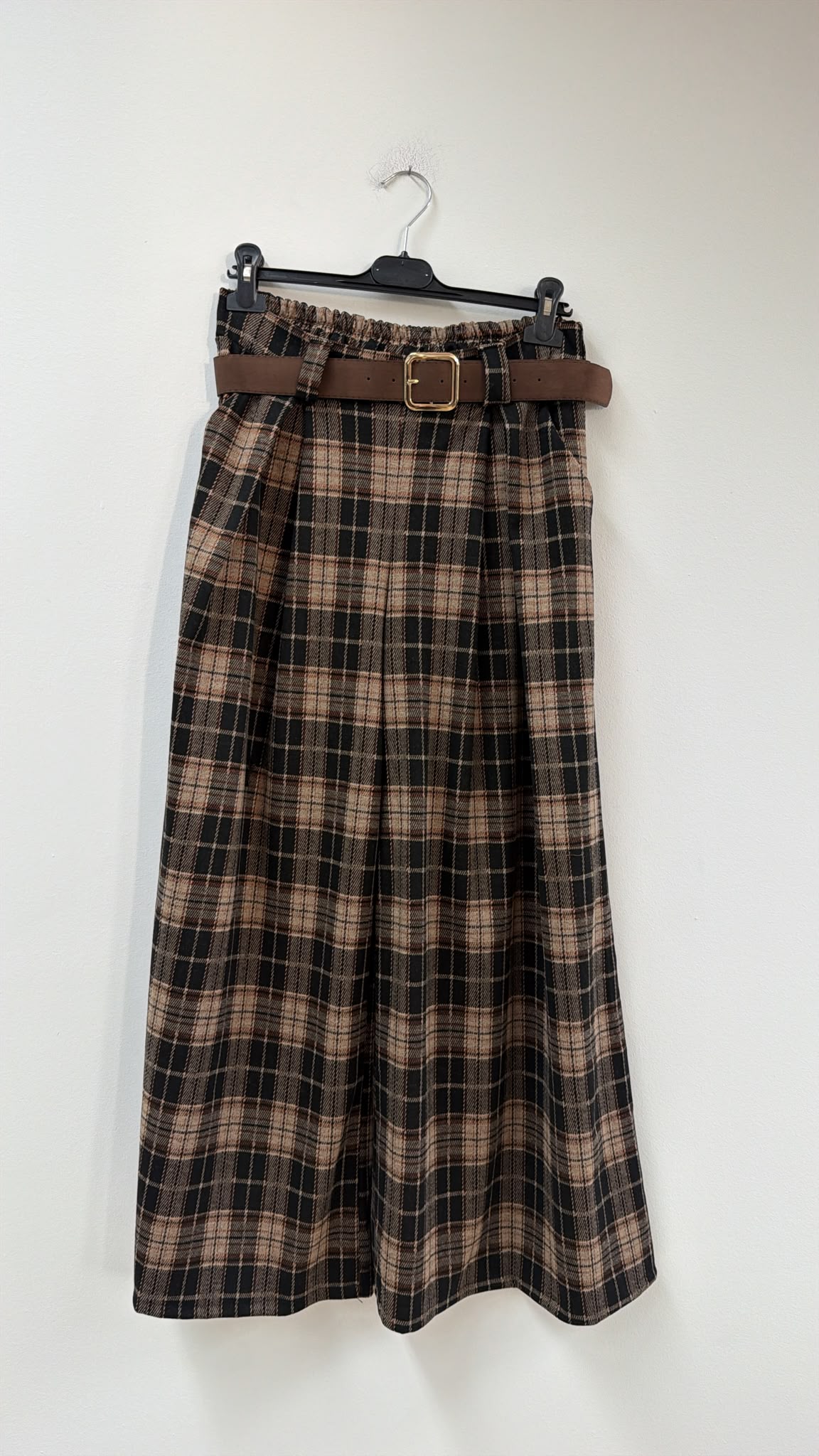 Flanell-Karohose mit Gürtel I H0143 I 34-42 I Made in Italy