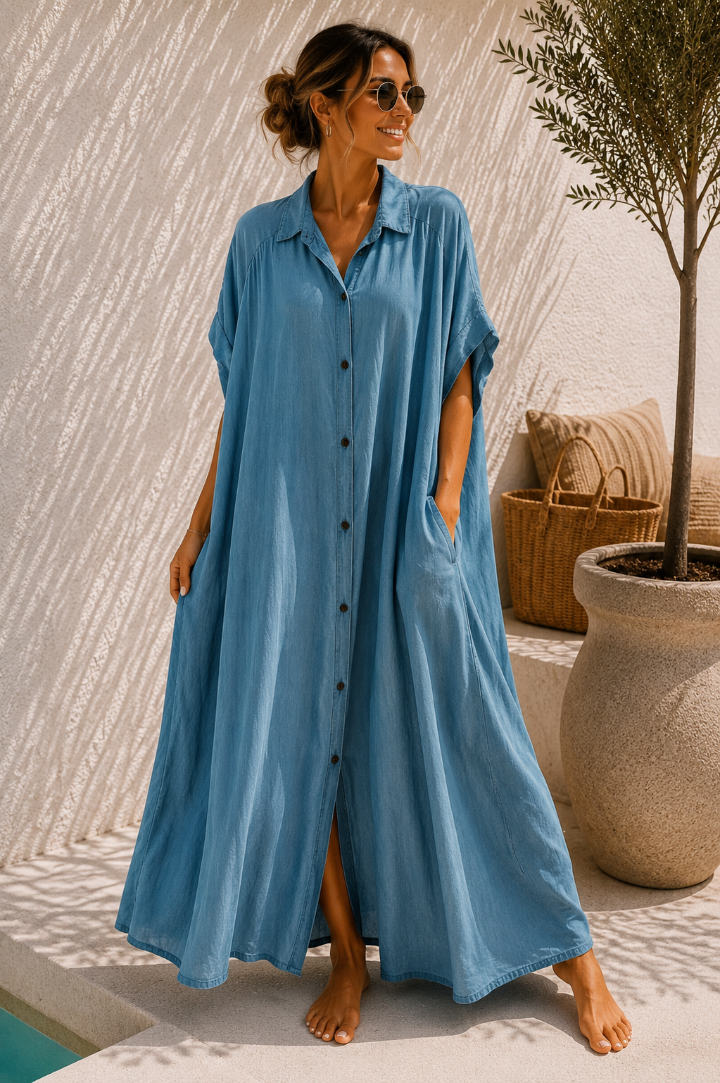 LYOCELL  BLUSENKLEID PALERMO Made in Italy 34-46/48  Sommerschnapper – vom Umtausch ausgeschlossen