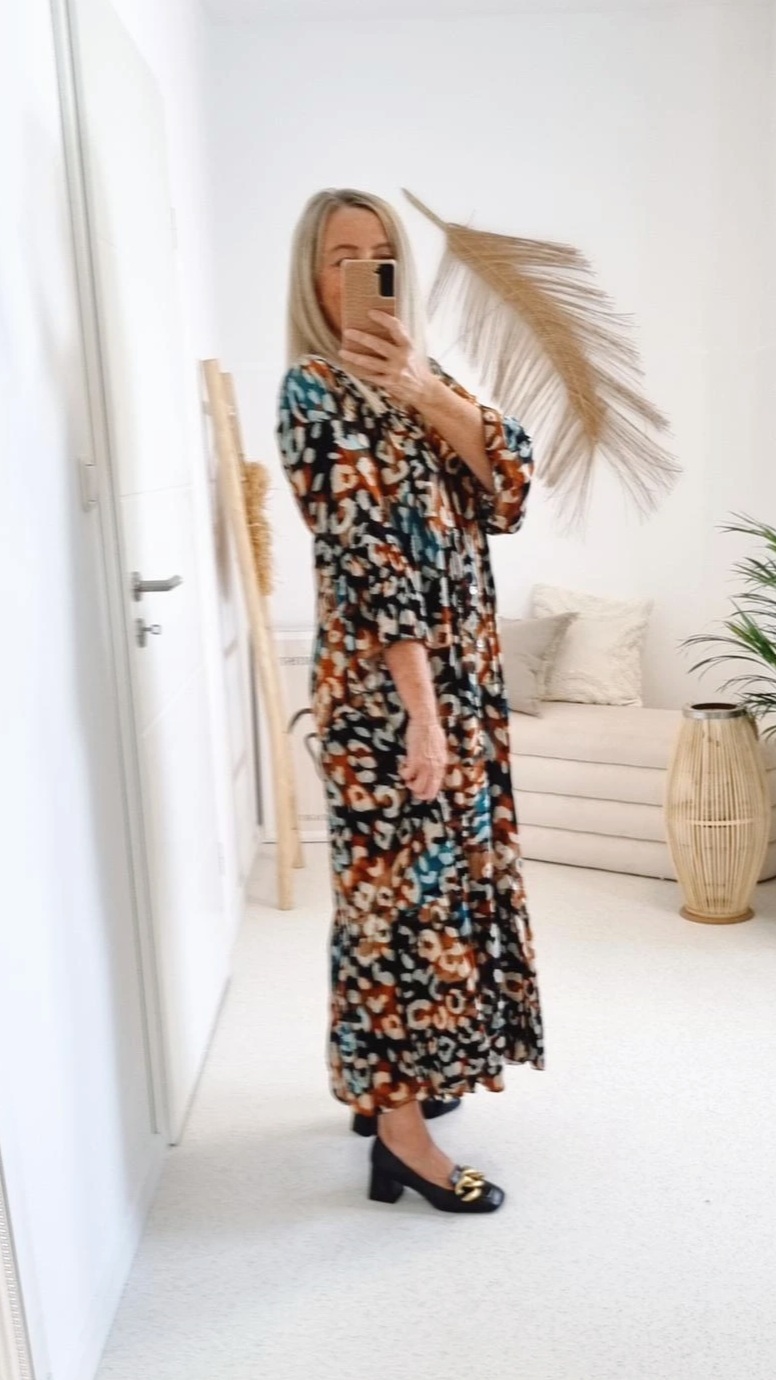 MAXI TUNIKA DRESS SAFARI PETROL 34-42 Made in Italy langes Kleid Hängerchen Tunikakleid MAXI TUNIKA DRESS SAFARI PETROL 34-42 Made in Italy langes Kleid Hängerchen Tunikakleid