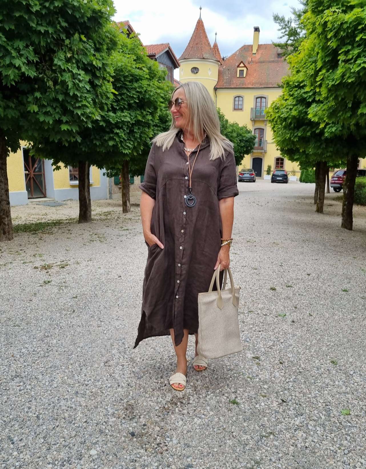 LINEN DESS WILMA BRAUN 34-42 Made in Italy Leinen Kleid Long Bluse Mantel LINEN DESS WILMA BRAUN 34-42 Made in Italy Leinen Kleid Long Bluse Mantel