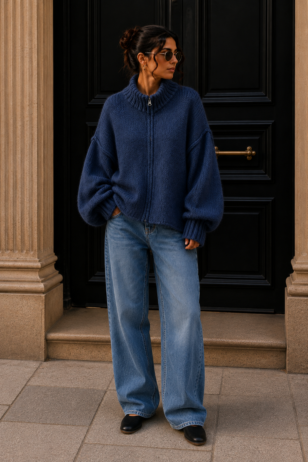 Strickjacke mit Reißverschluss I SJ0043 I Made in Italy 34-46