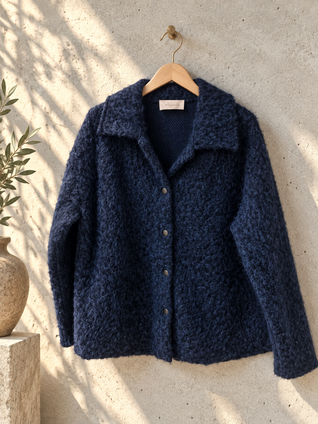 Hemdjacke No. JA014 | Flauschige Wolloptik | Made in Italy | Gr. 34–42