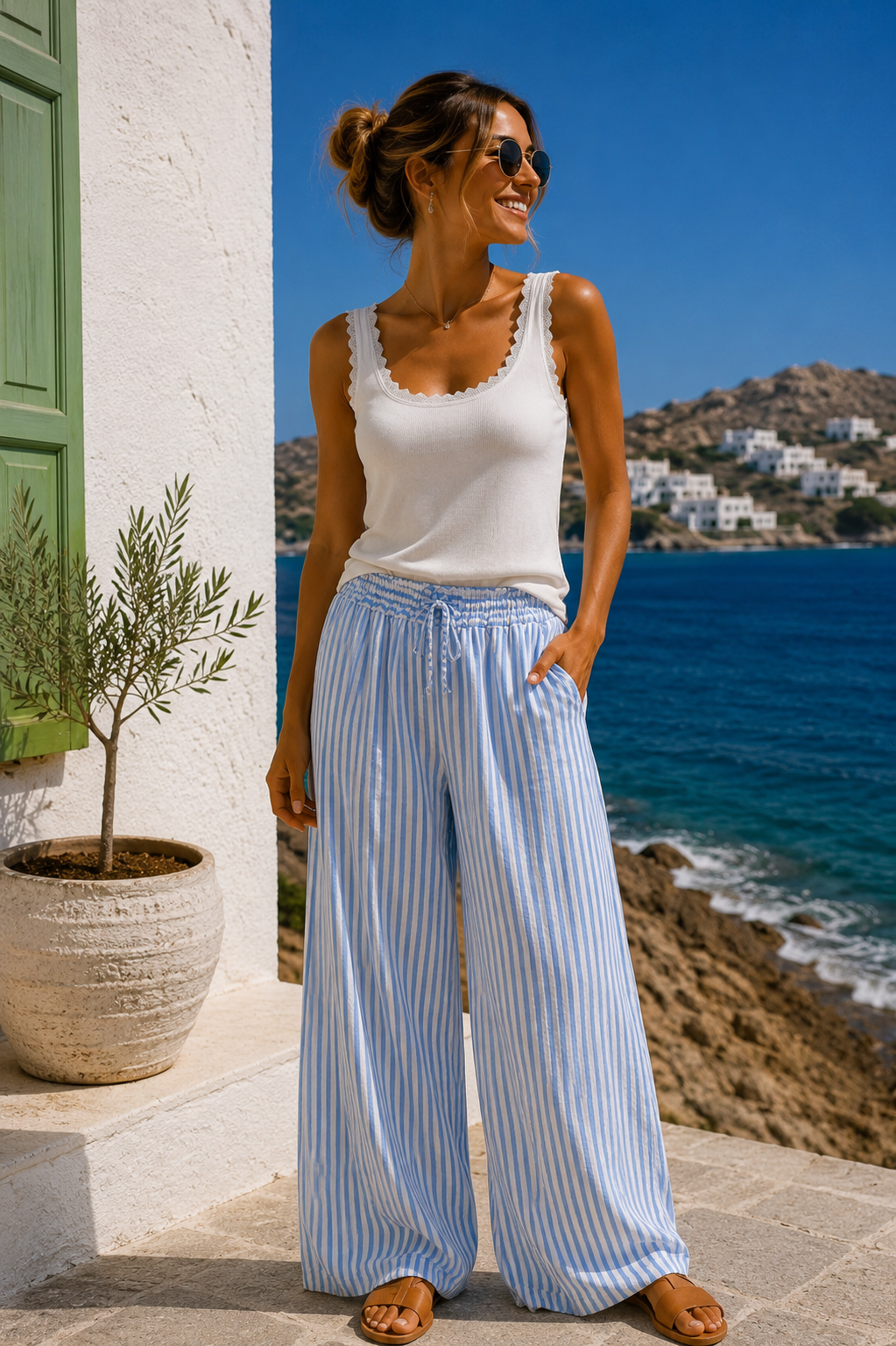 🩷🌿☀️ Leinenstreifenhose Soraya Made in Italy 34-42/44 Leinenhose