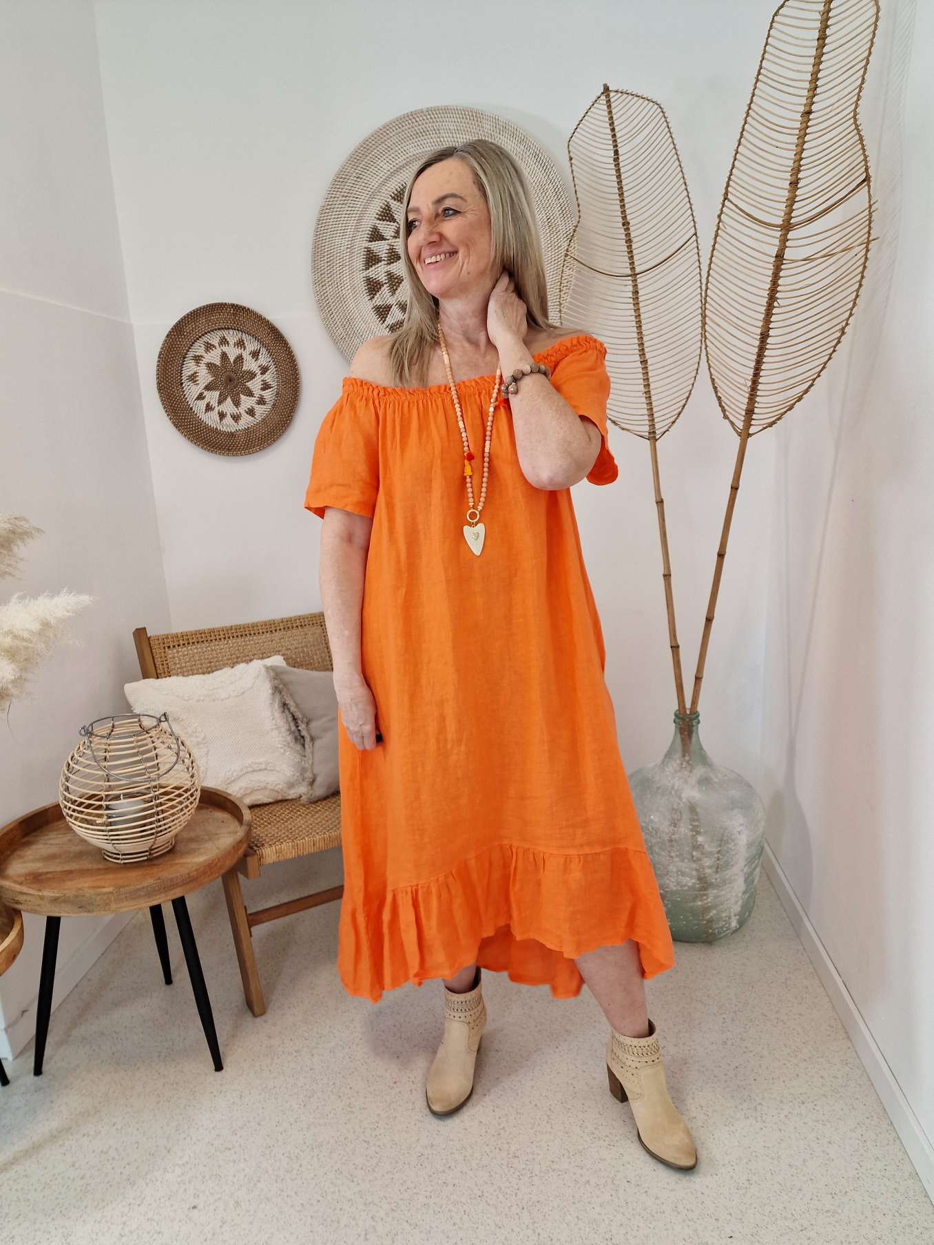 LINEN TUNIKA DRESS LUISE ORANGE 34-42 Made in Italy Leinen Kleid Leinenkleid Linendress LINEN TUNIKA DRESS LUISE ORANGE 34-42 Made in Italy Leinen Kleid Leinenkleid Linendress