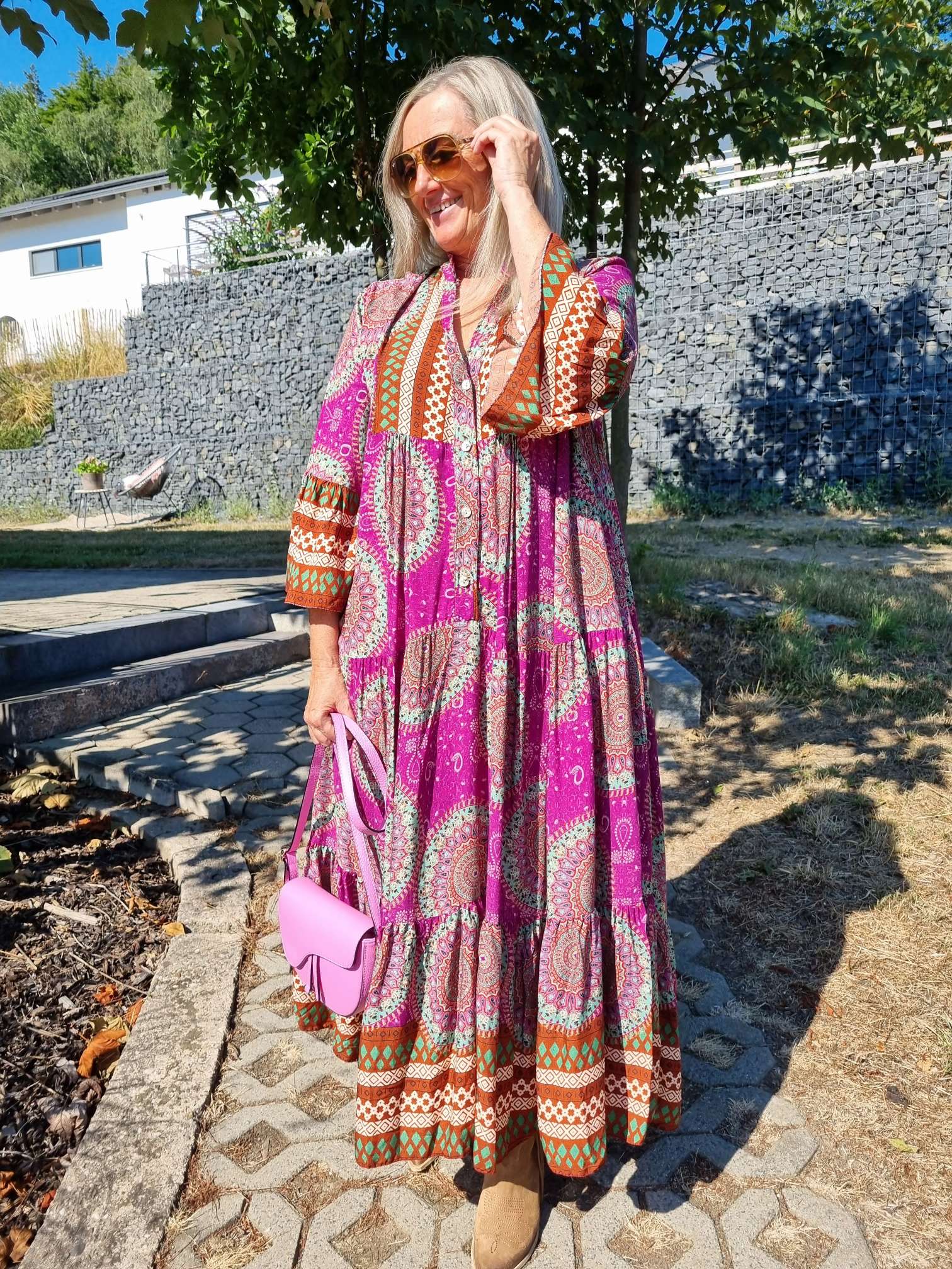 MAXI TUNIKA DRESS MICAELA PINK 34-42 Made in Italy langes Kleid Hängerchen Tunikakleid MAXI TUNIKA DRESS MICAELA PINK 34-42 Made in Italy langes Kleid Hängerchen Tunikakleid