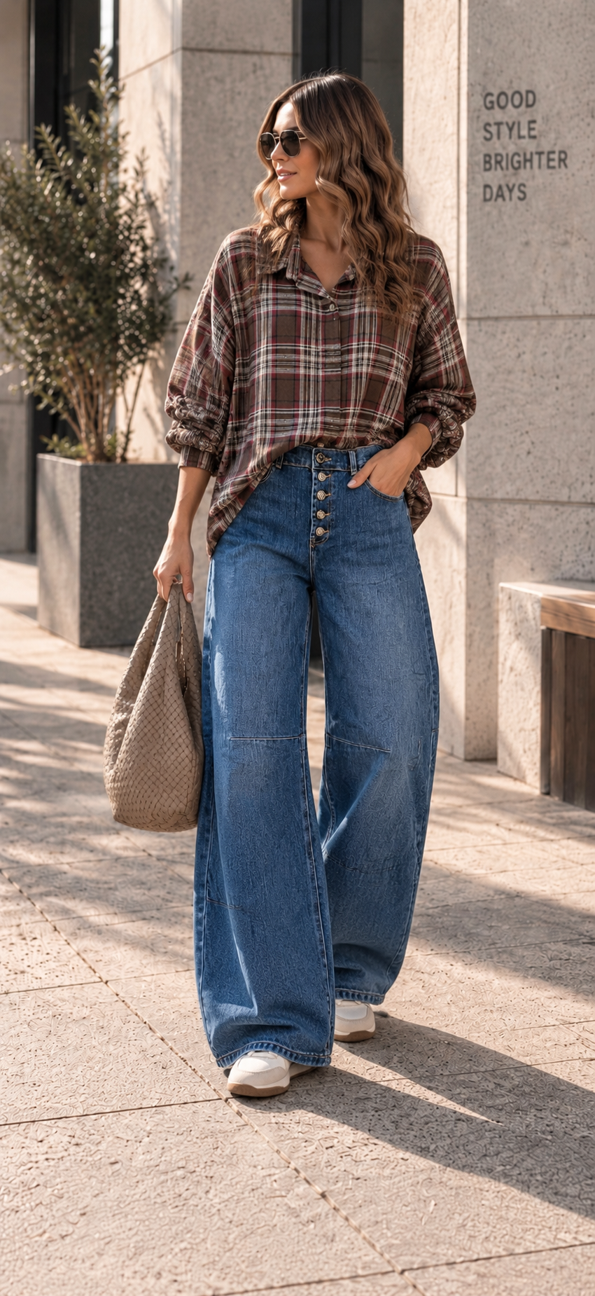 Oversize-Karo-Bluse I BL0139 I Made in Italy Gr. 34-44