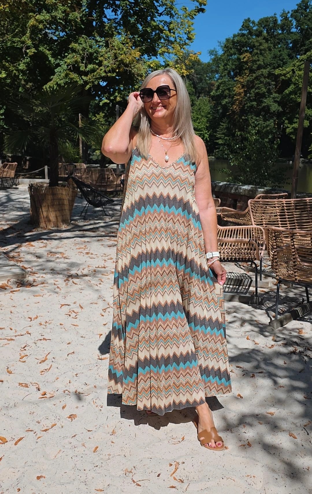 MAXI DRESS SAVINA GLAM SHINY Plissee  Made in Italy 34-42