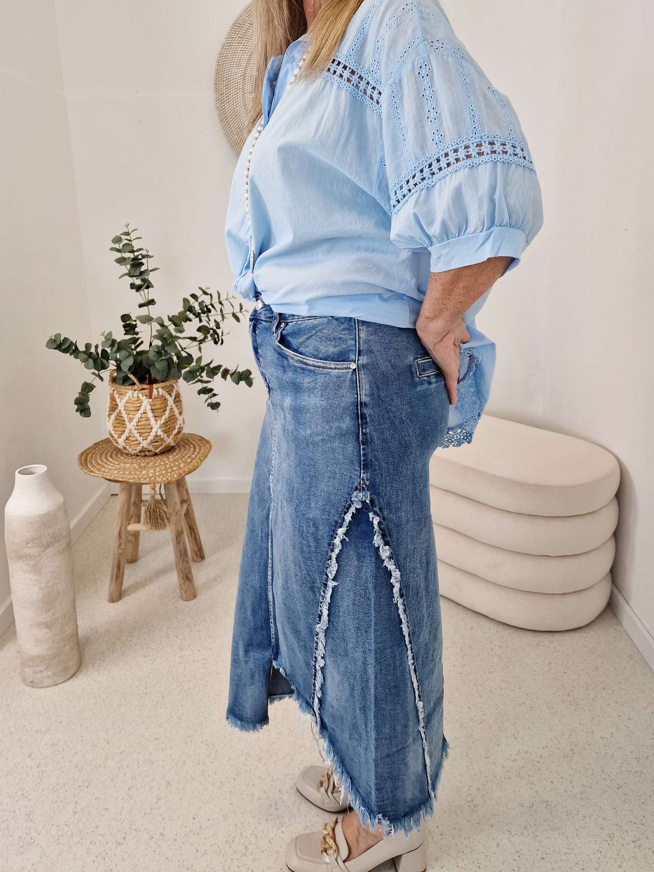 JEANS SKIRT FYNN 34-40 Made in Italy Maxi Rock Damenrock DARK BLUE JEANS SKIRT FYNN 34-40 Made in Italy Maxi Rock Damenrock DARK BLUE