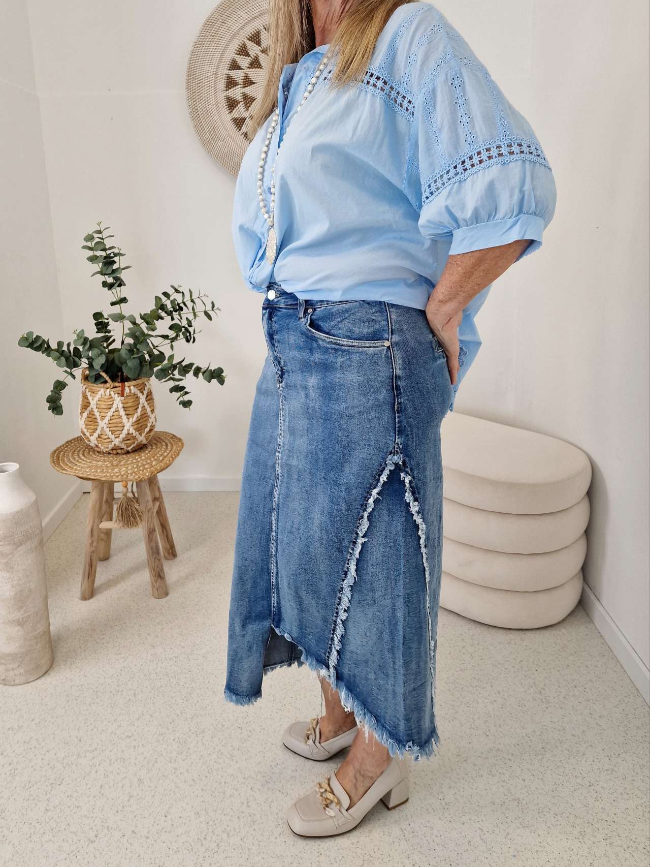 JEANS SKIRT FYNN 34-40 Made in Italy Maxi Rock Damenrock DARK BLUE JEANS SKIRT FYNN 34-40 Made in Italy Maxi Rock Damenrock DARK BLUE
