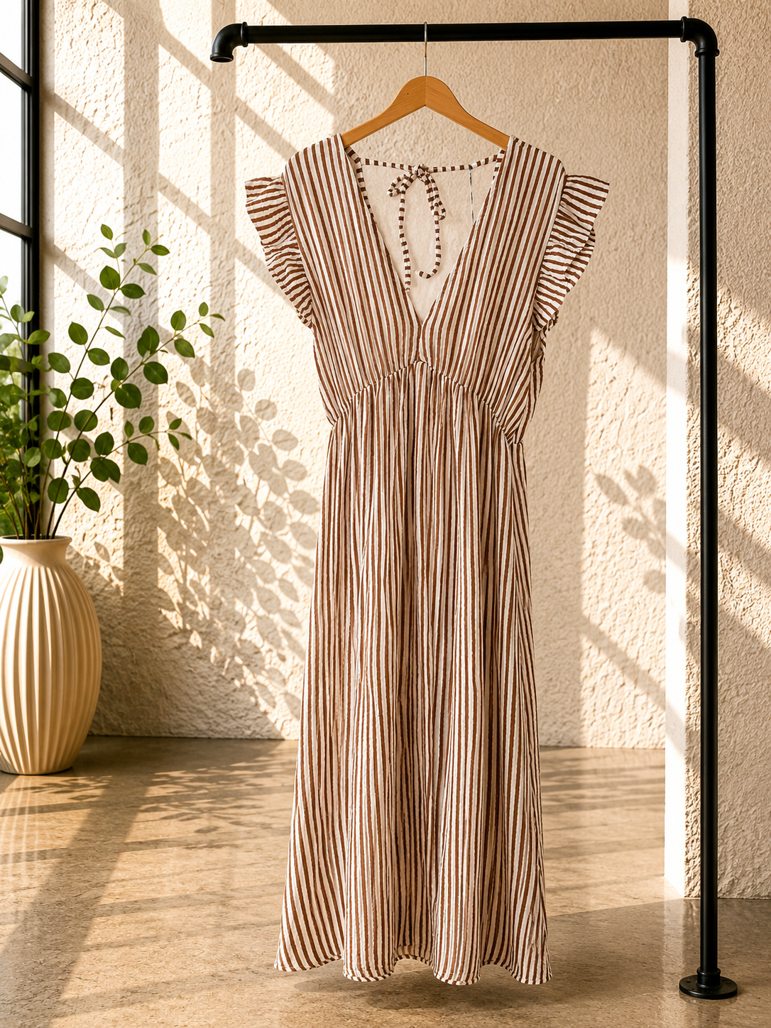MUSSELIN KLEID ZOE STRIPES 34 - 42 Made in Italy ärmellos Rüsche