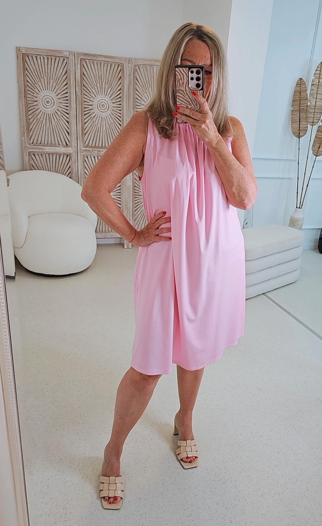 SOMMER KLEID OTTILIA UNI SCHLEIFE Vicose Made in Italy 34 - 42