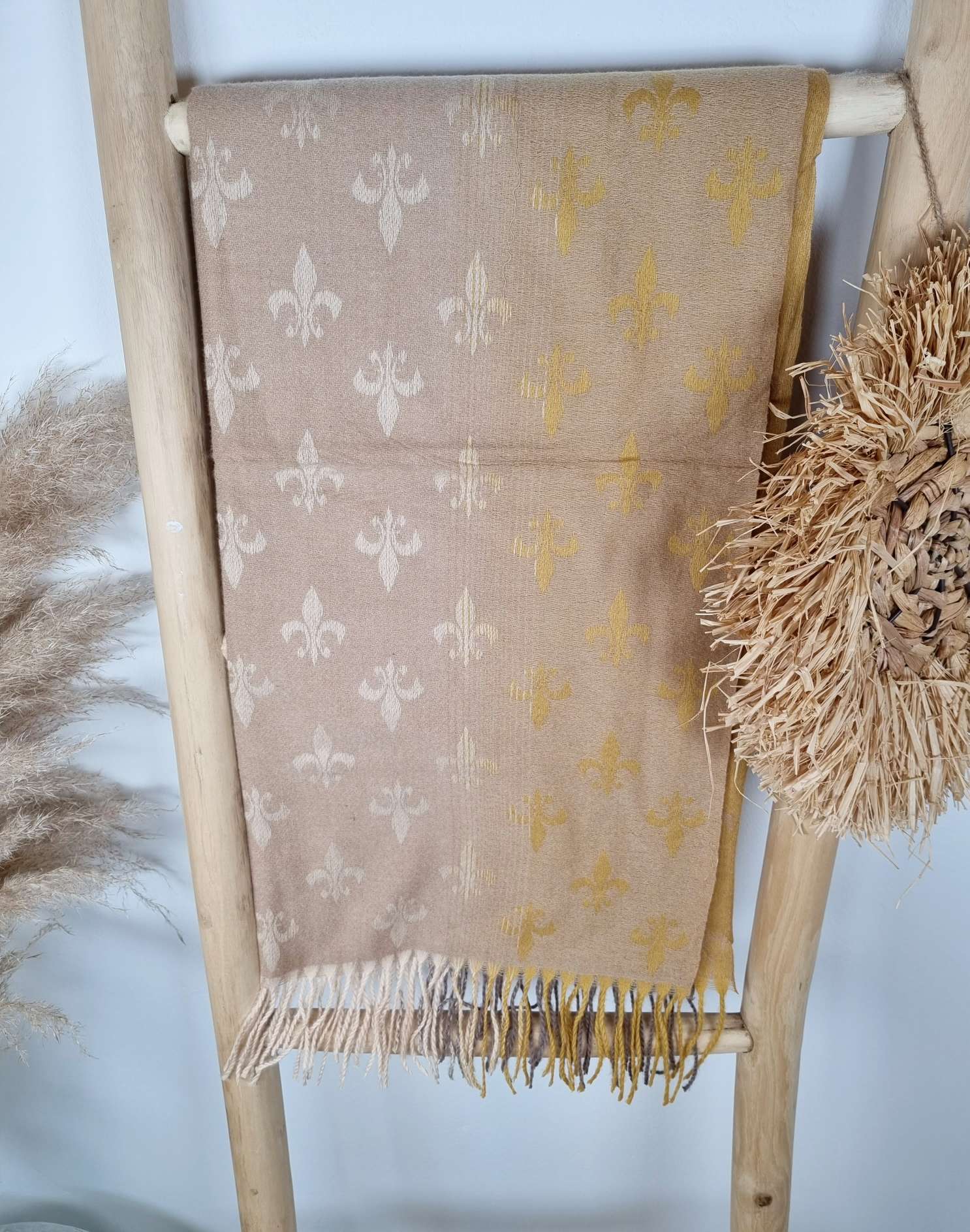 SCHAL SCARF CROWN CAMEL Edles Viskose Tuch Italy Style Plaid SCHAL SCARF CROWN CAMEL Edles Viskose Tuch Italy Style Plaid