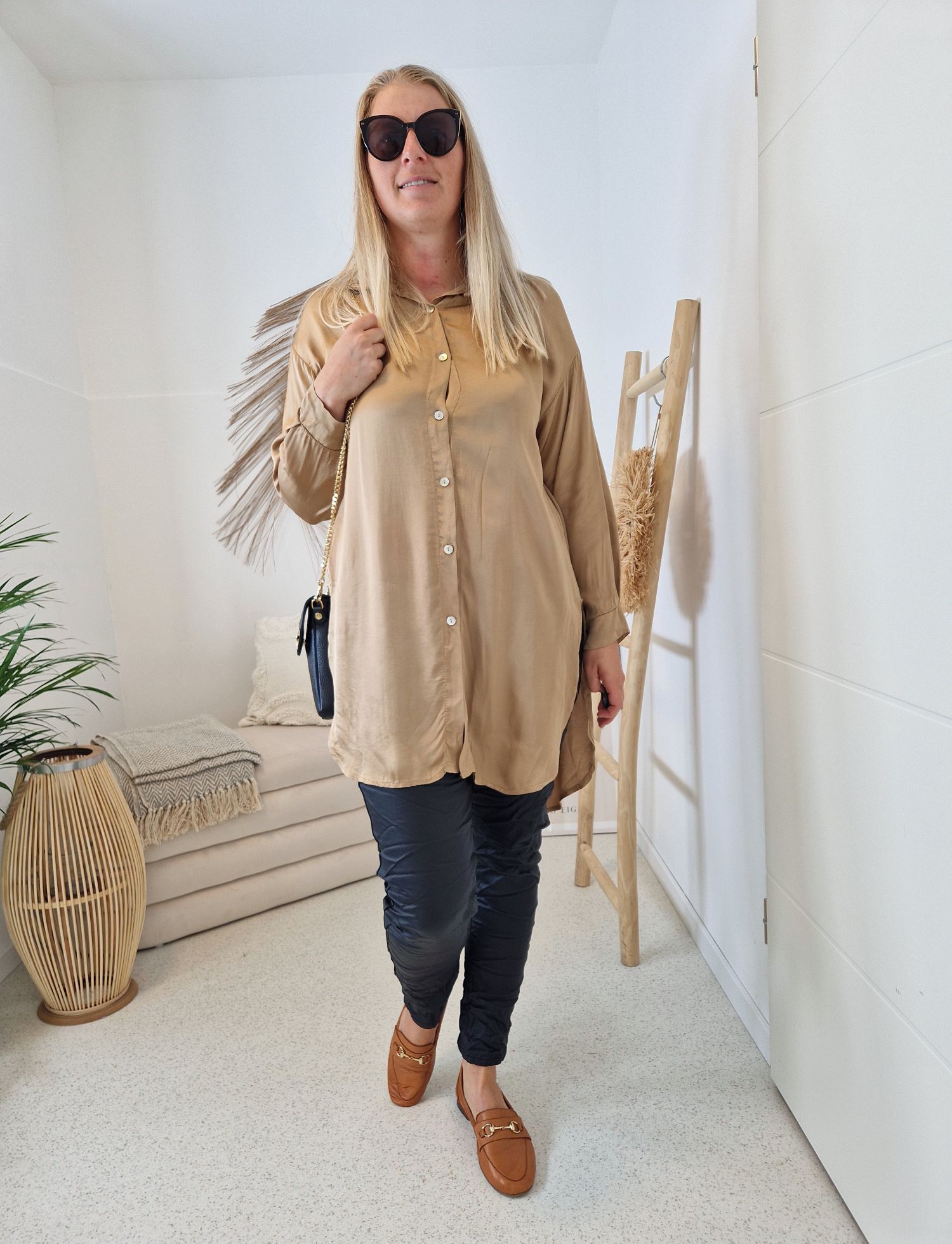 OVERSIZE BLUSE BIANCA CAMEL 34-42 Made in Italy Longbluse Hemd OVERSIZE BLUSE BIANCA CAMEL 34-42 Made in Italy Longbluse Hemd