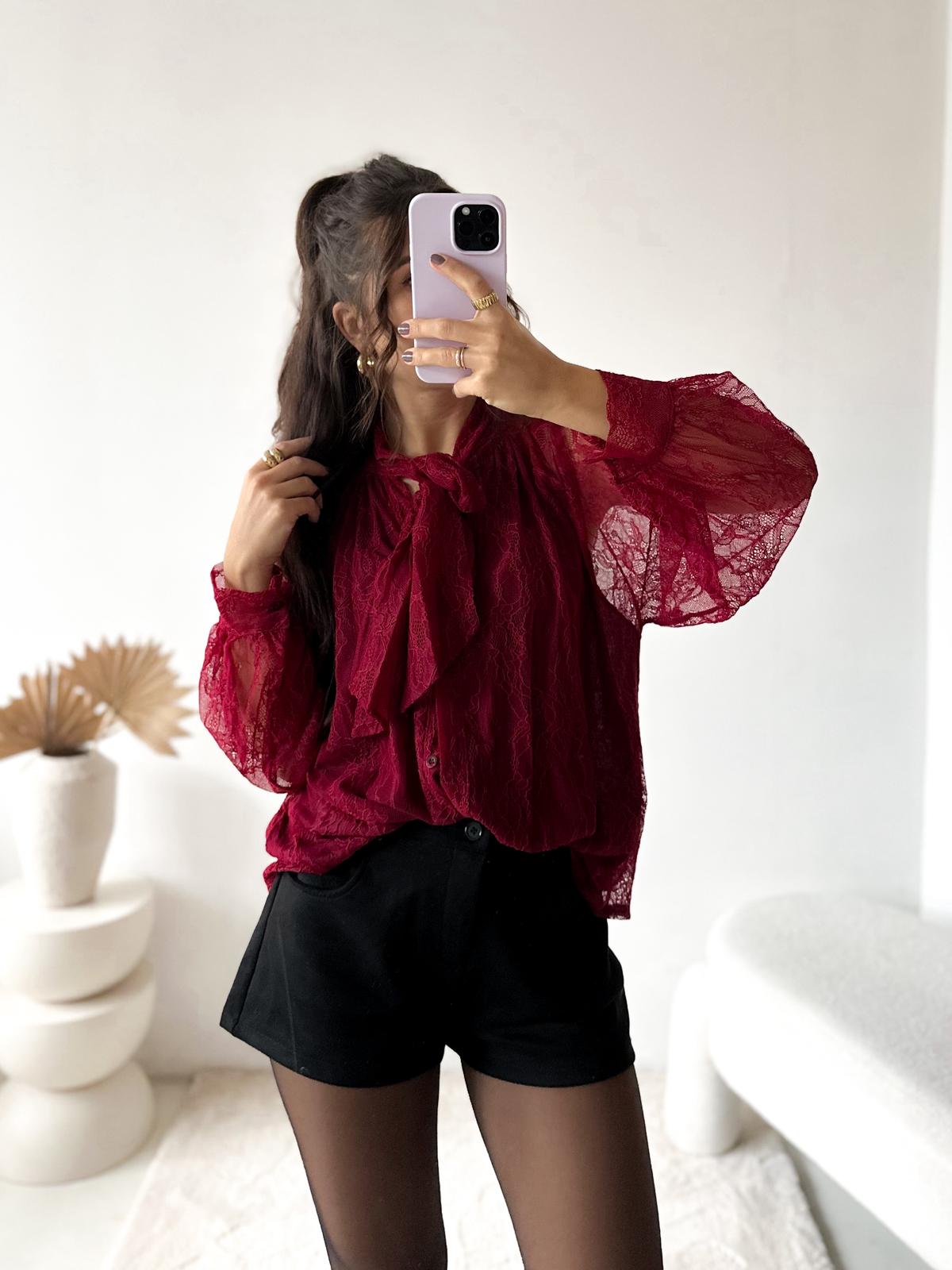 SCHLUPPENBLUSE SPITZEN BLUSE AMIRA Made in Italy 34 -42