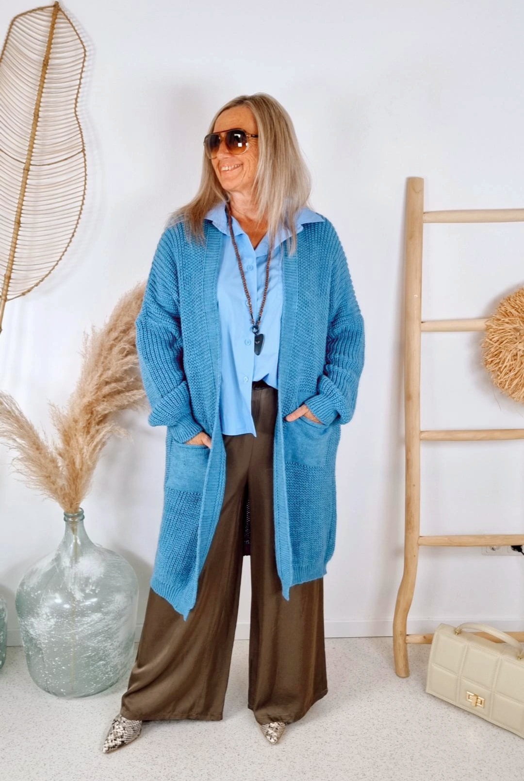 KNIT CARDIGAN RONJA BLAU 34-42 Made in Italy Strickjacke Strickmantel Mantel KNIT CARDIGAN RONJA BLAU 34-42 Made in Italy Strickjacke Strickmantel Mantel