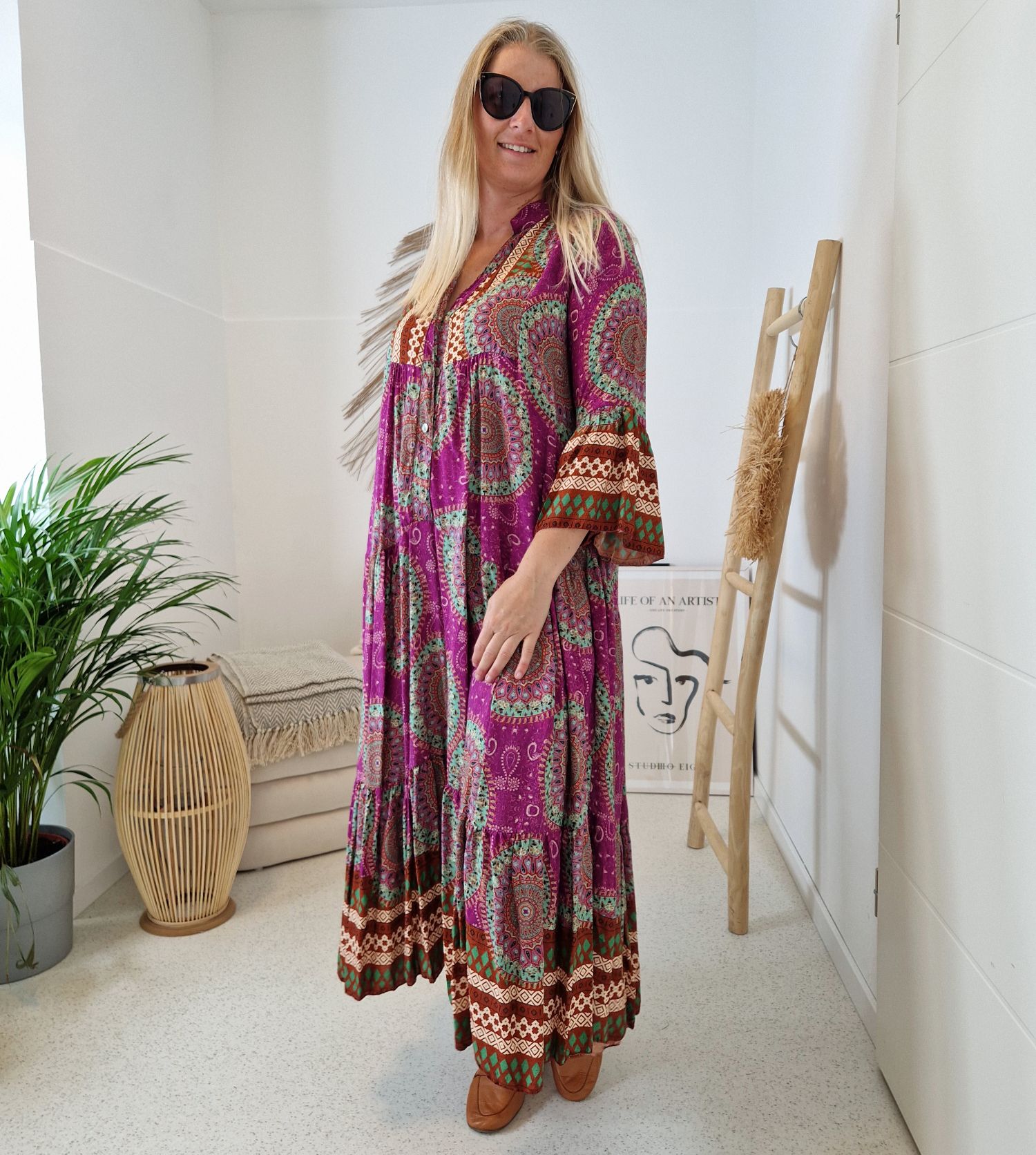 MAXI TUNIKA DRESS MICAELA PINK 34-42 Made in Italy langes Kleid Hängerchen Tunikakleid MAXI TUNIKA DRESS MICAELA PINK 34-42 Made in Italy langes Kleid Hängerchen Tunikakleid