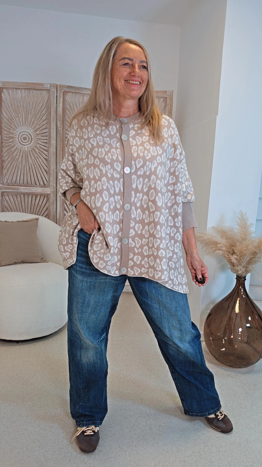 LÄSSIGER STRICK-CARDIGAN FRANZI LEO 34-48 Made in Italy 