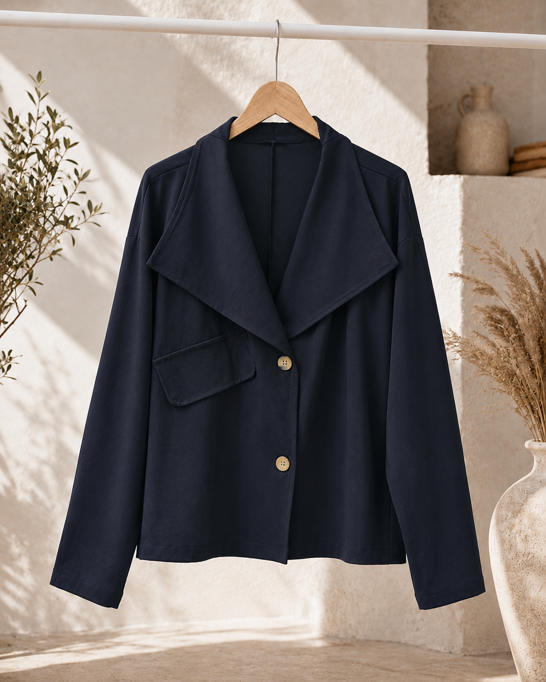 Jacke Enya – lässige Uni-Jacke mit Statement-Kragen Uni Made in Italy 34-42/44